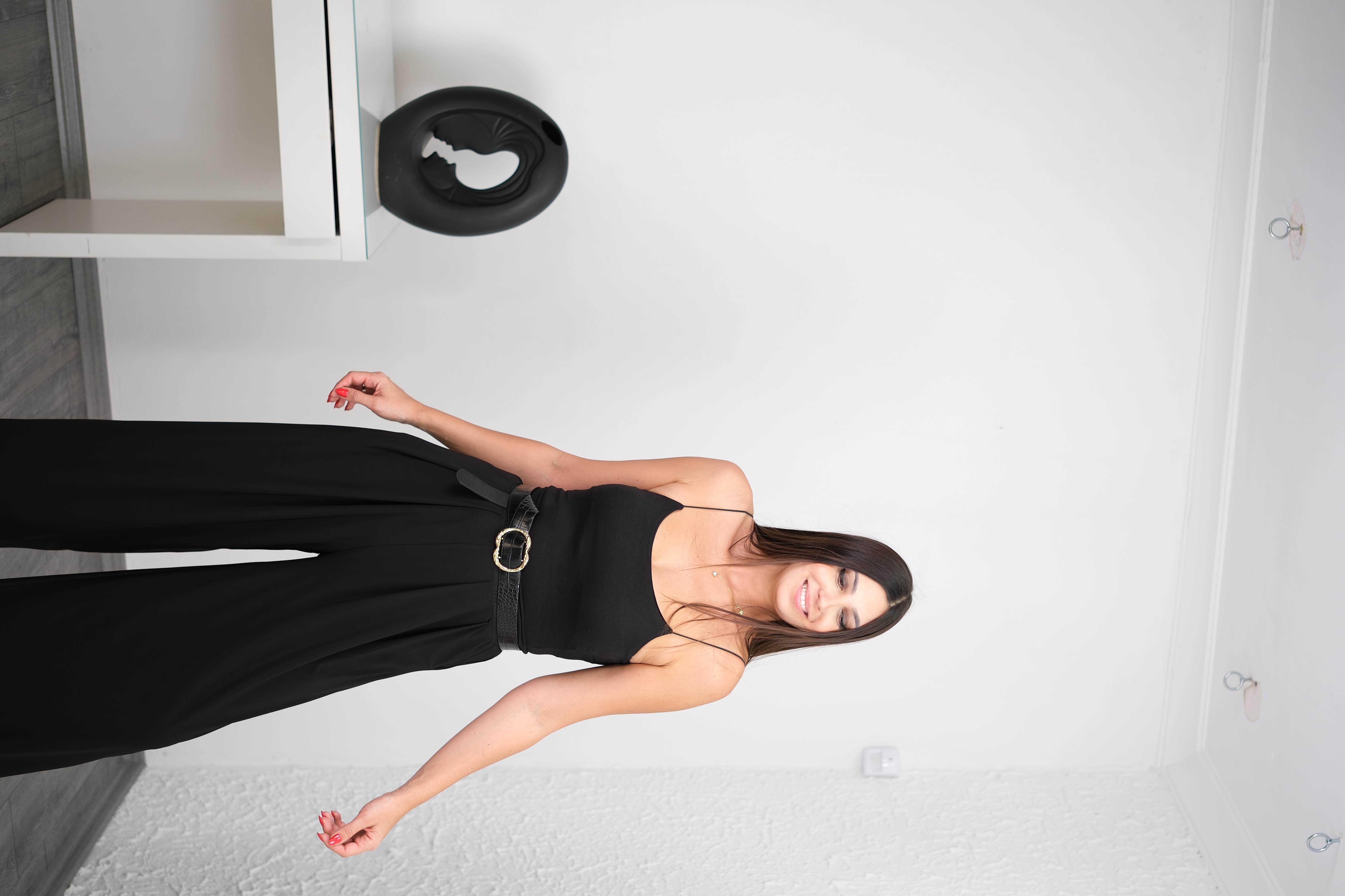 TULLY İP ASKILI SİYAH BLUZ