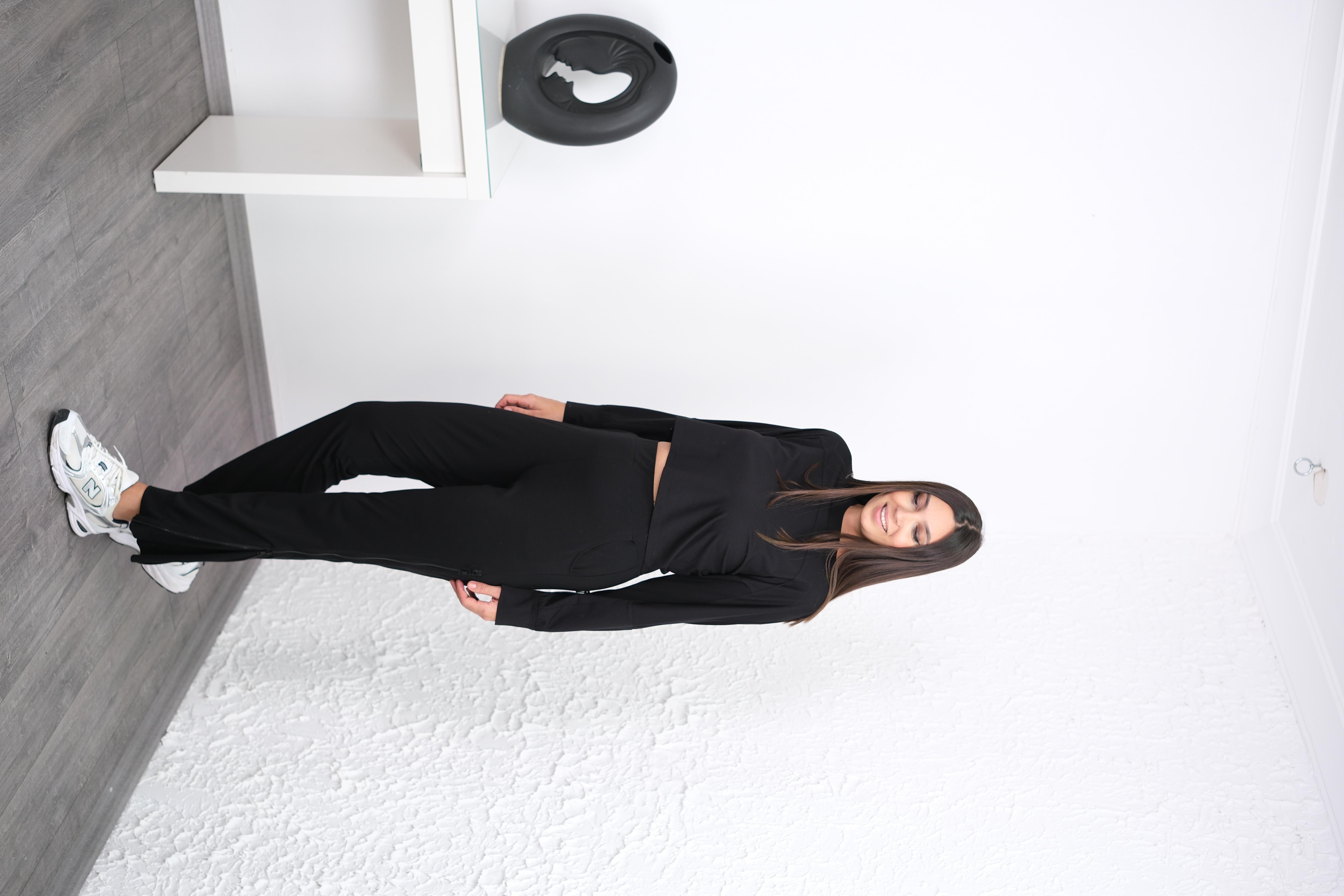 TWEED FERMUARLI SİYAH BLUZ