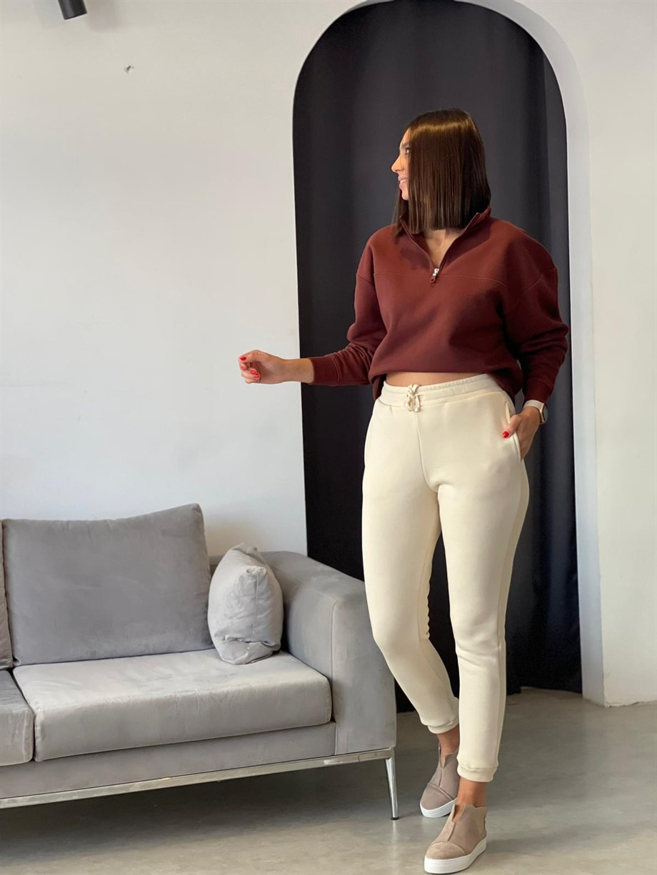 TYME PAÇA LASTİKLİ BEJ EŞOFMAN ALT