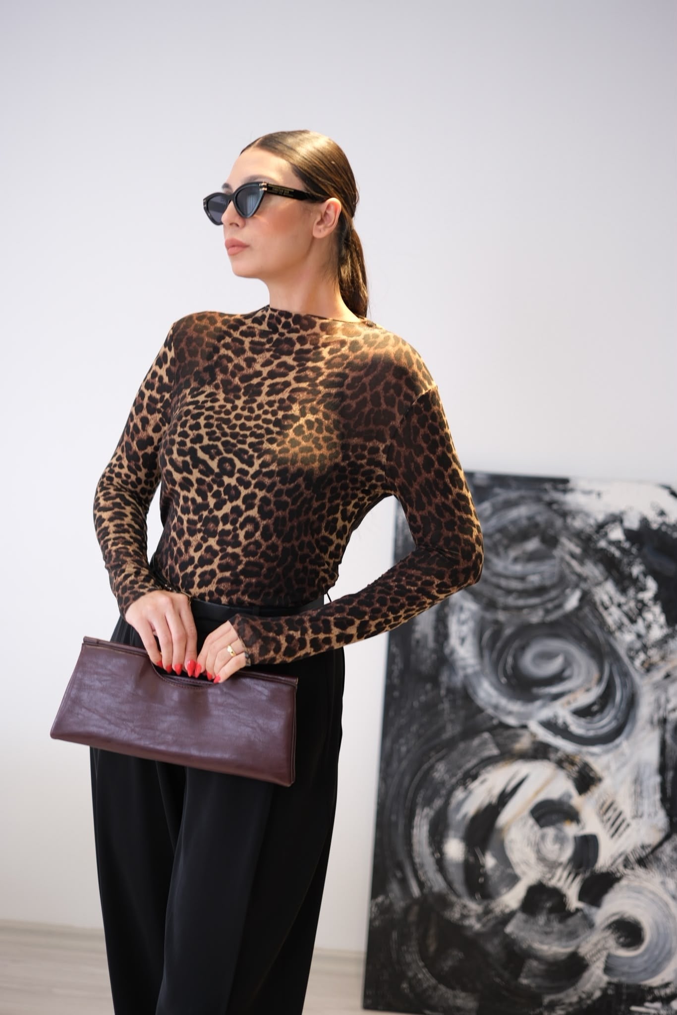 ULKY KAHVE LEOPAR BLUZ
