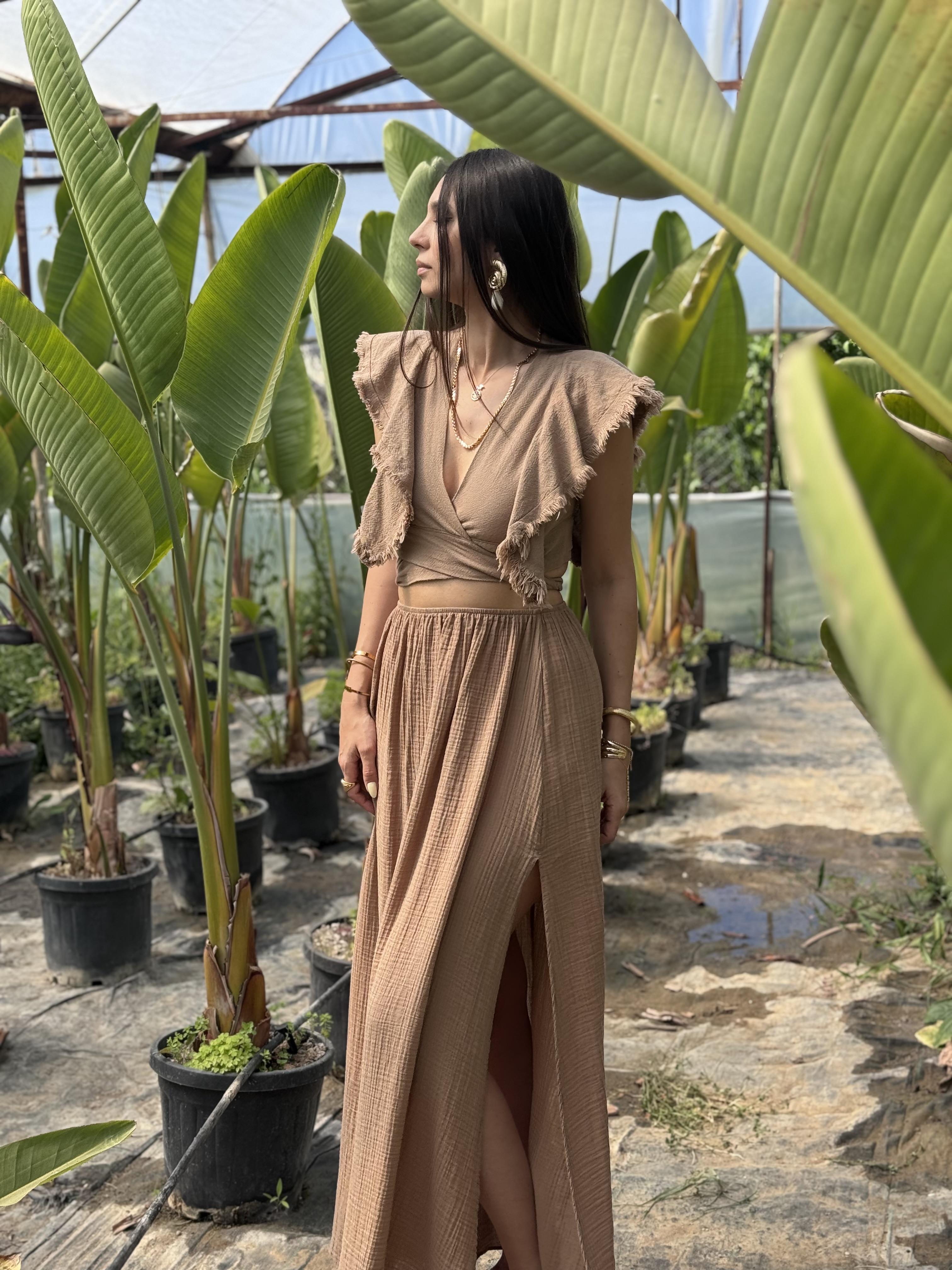 UMA BAĞLAMALI BİSKÜVİ YELEK BLUZ