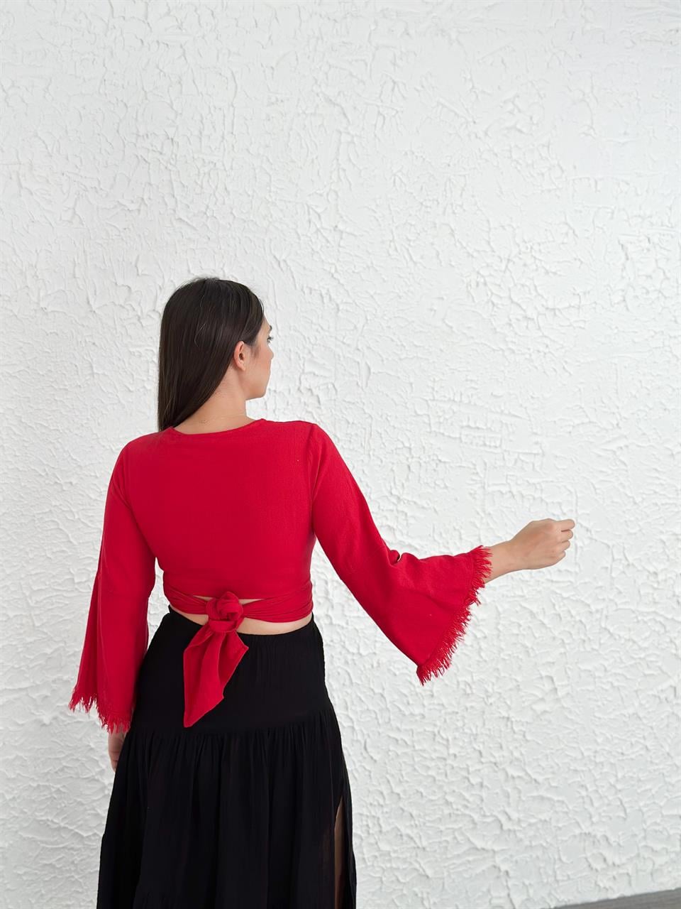 UMA VİŞNE BAĞLAMALI BLUZ