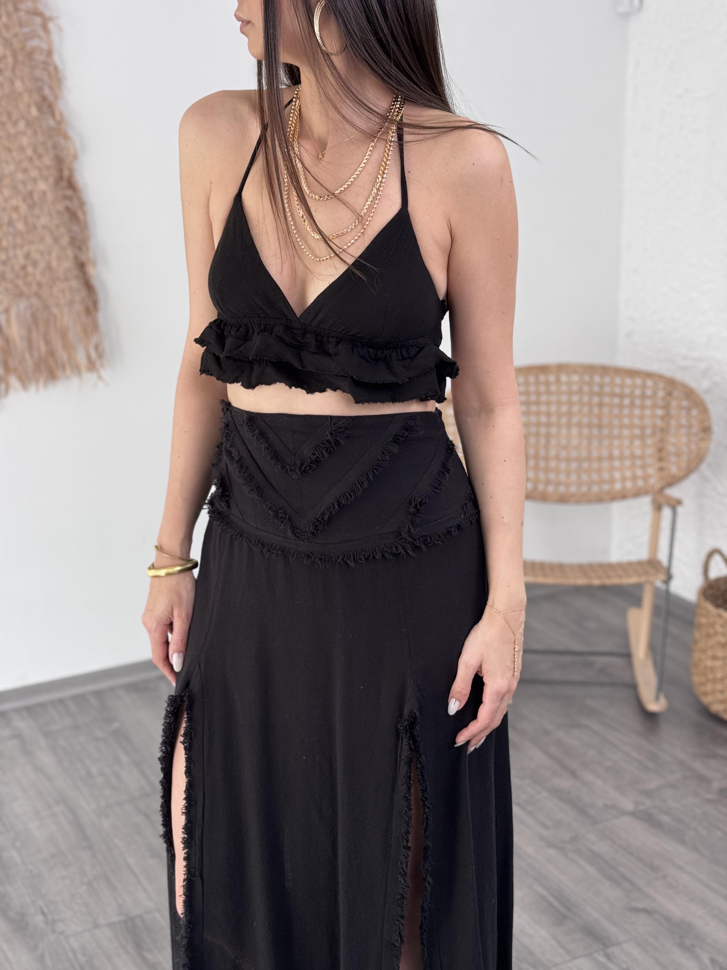 VALERİA SİYAH TASARIM CROP