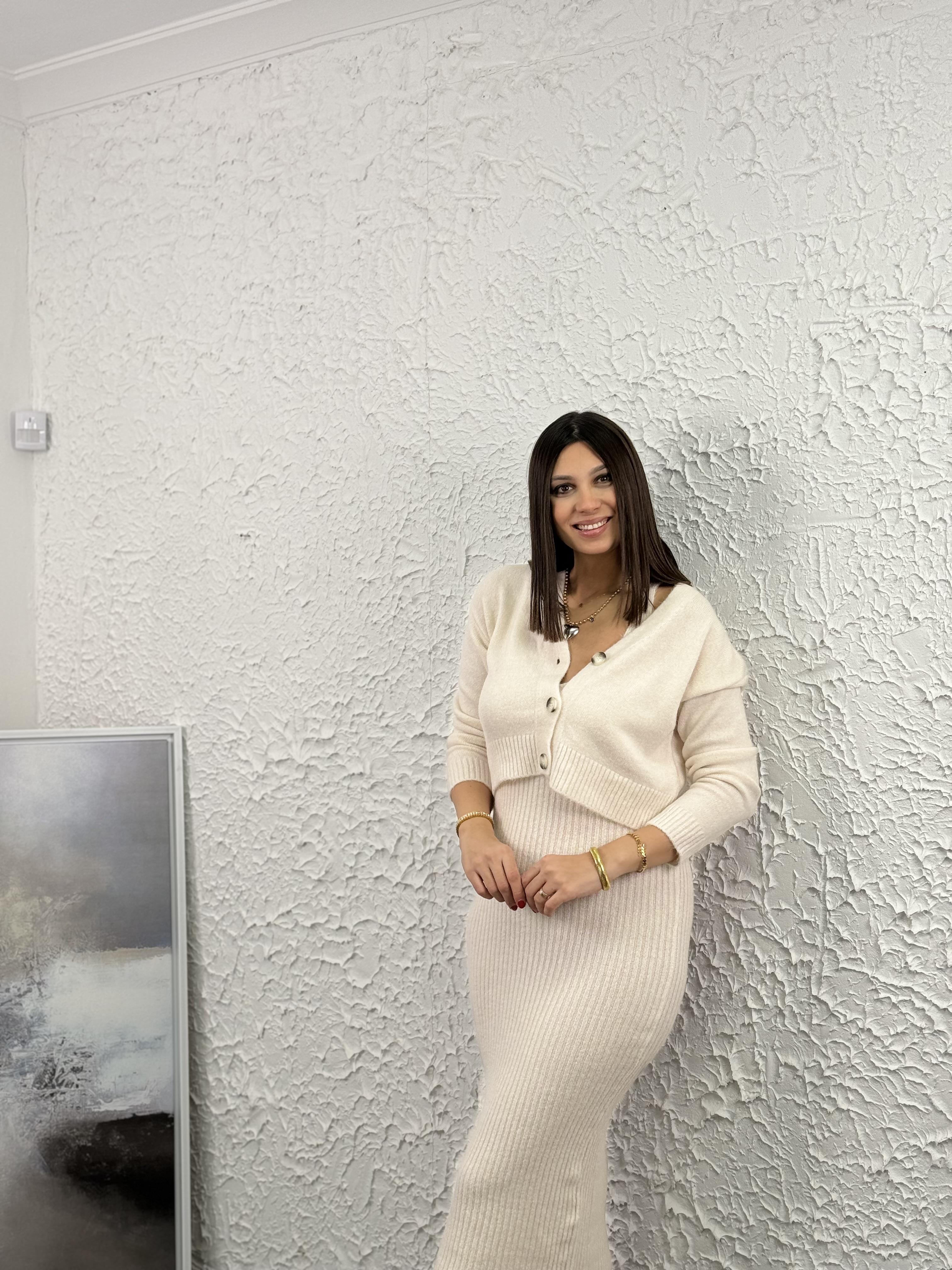 VENA KREM HIRKALI ELBİSE