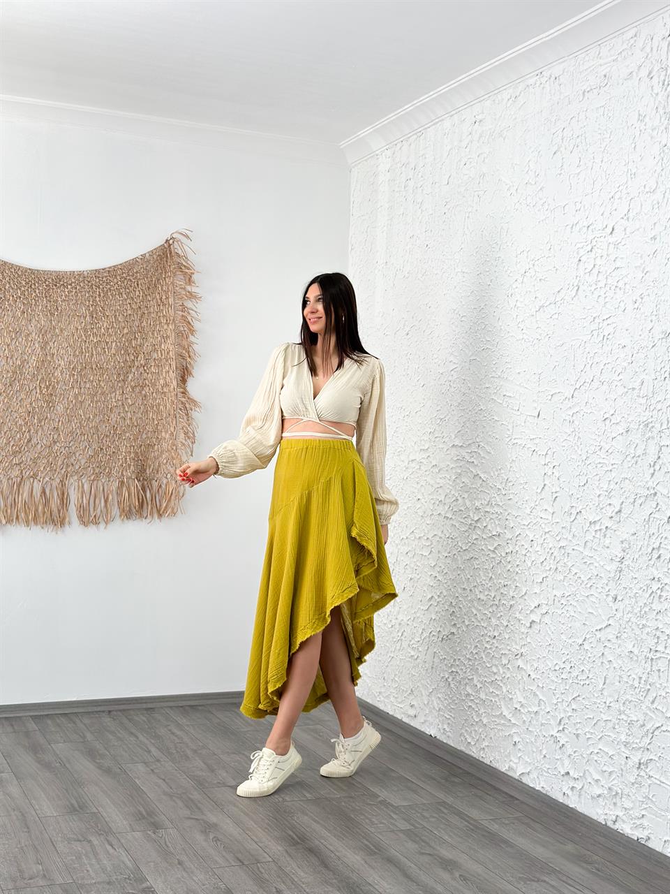 VENEDİK ASİMETRİK LİMONKÜFÜ ETEK