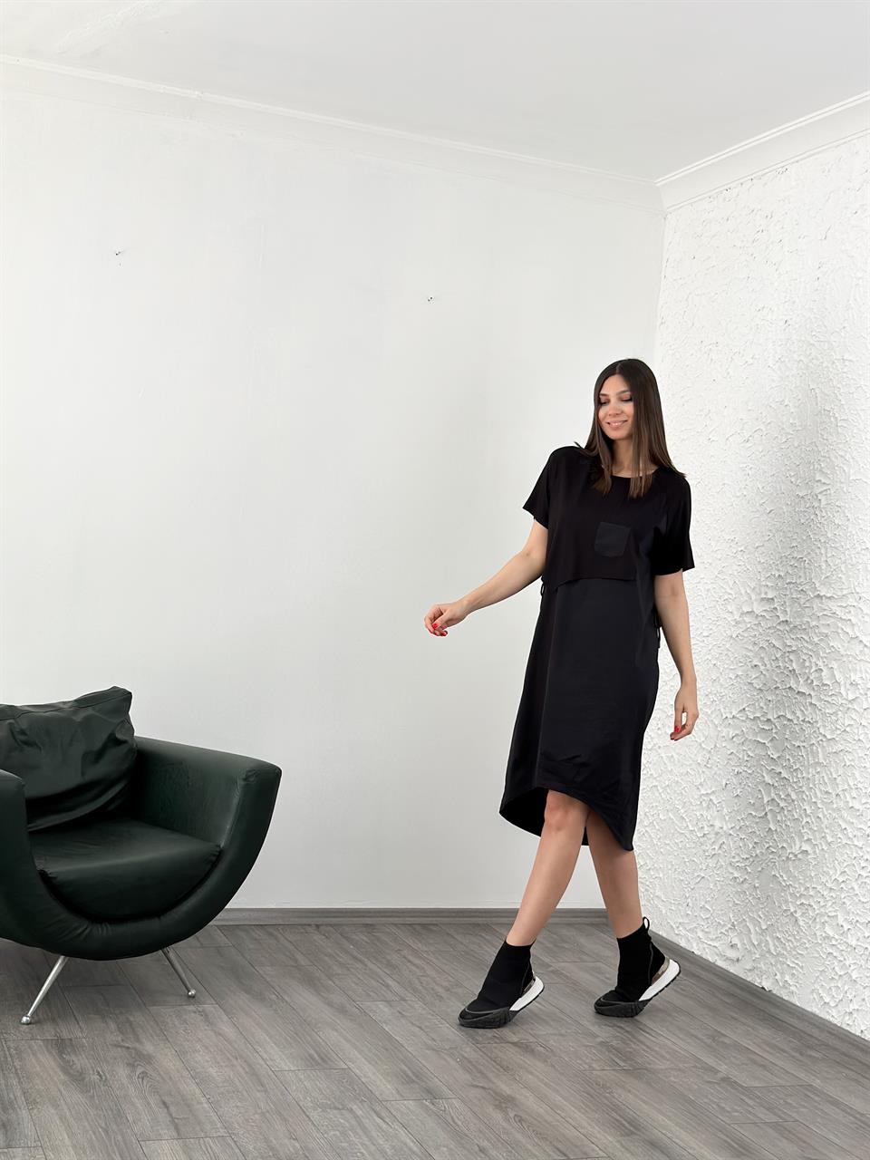 VİENNA SİYAH TASARIM ELBİSE