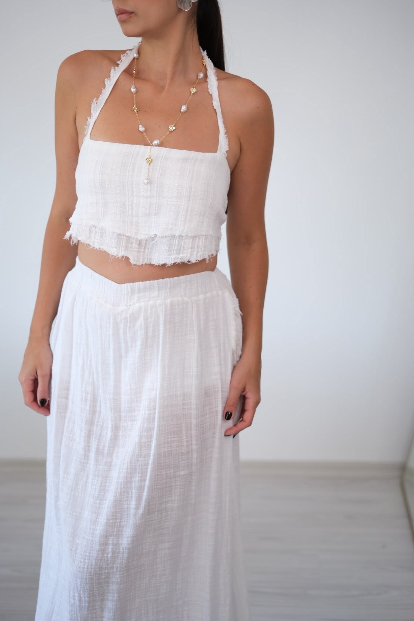 VİVİ BAĞLAMALI BEYAZ CROPTOP