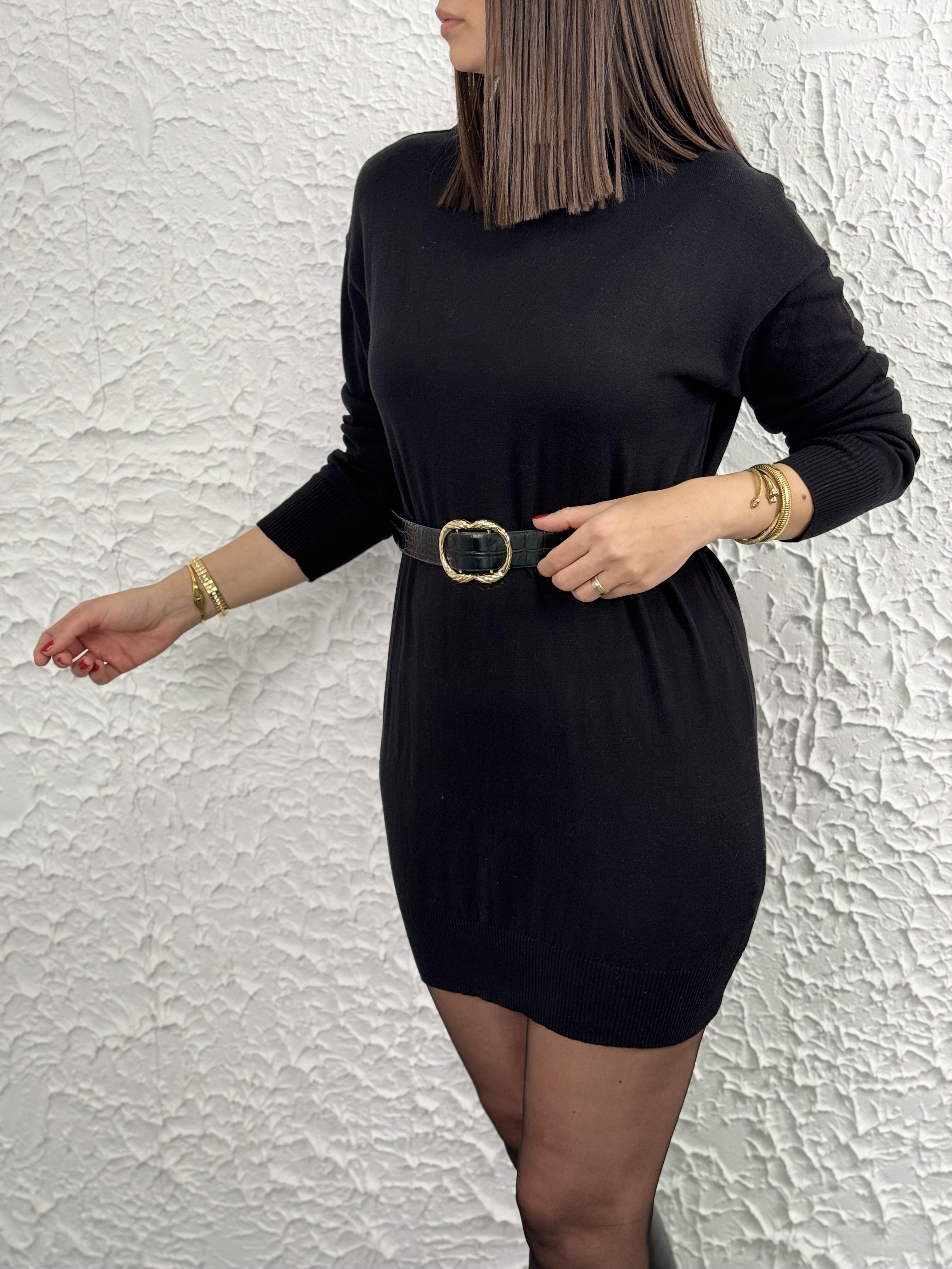 WENTA SİYAH TRİKO ELBİSE