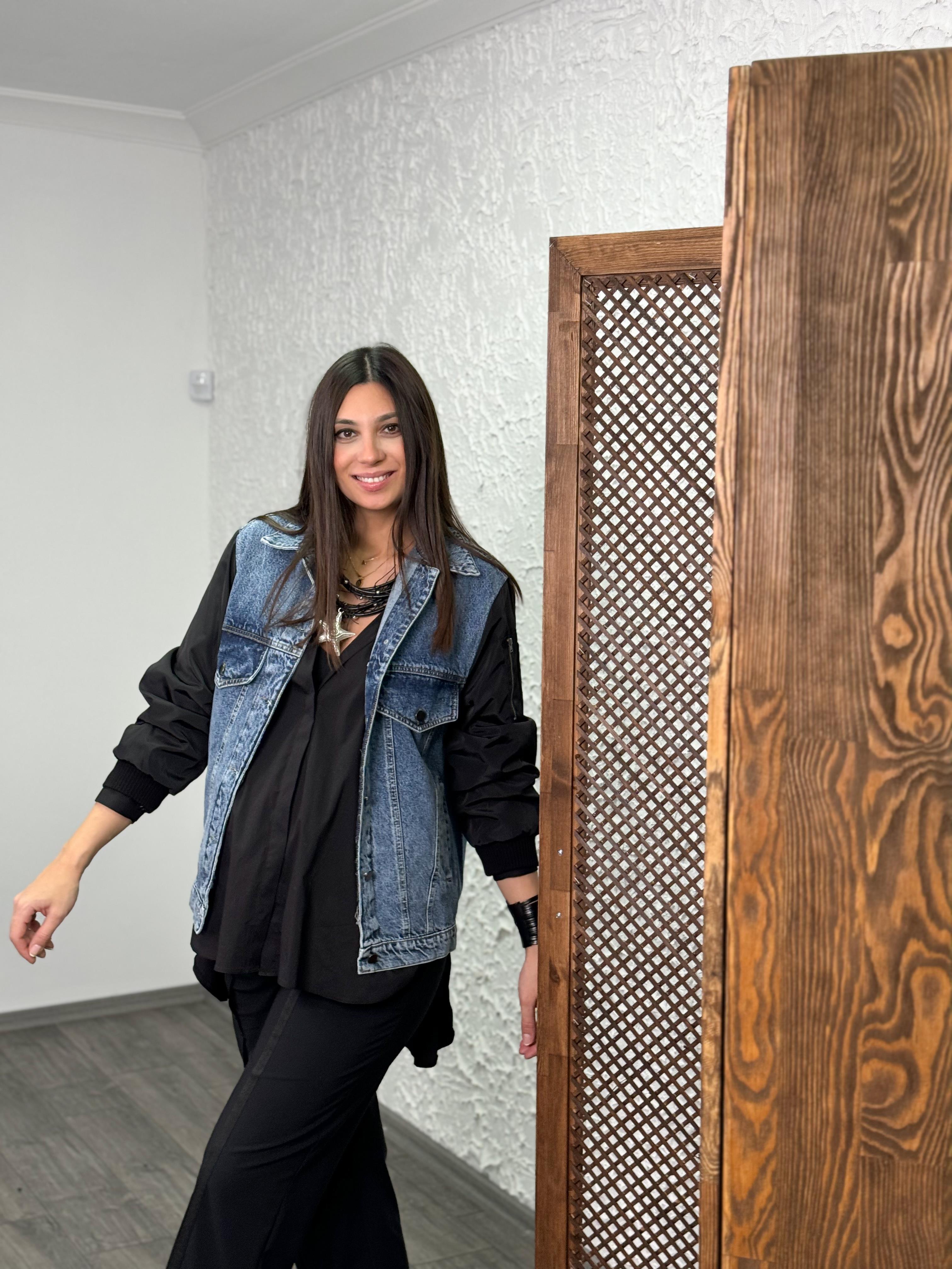 WİSE SİYAH KOL DETAYLI JEAN MONT