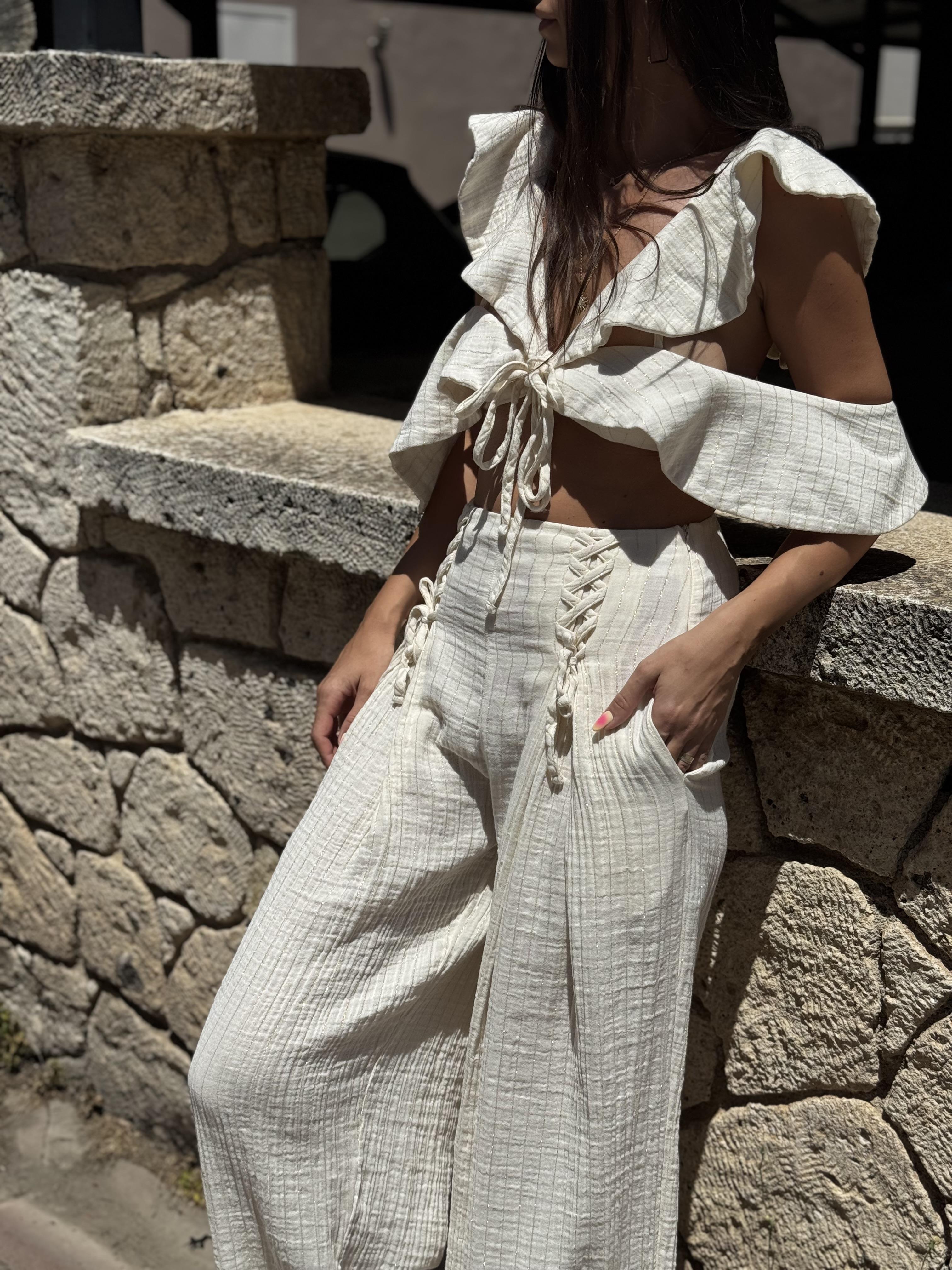 YORGO SİMLİ TASARIM BEJ PANTOLON