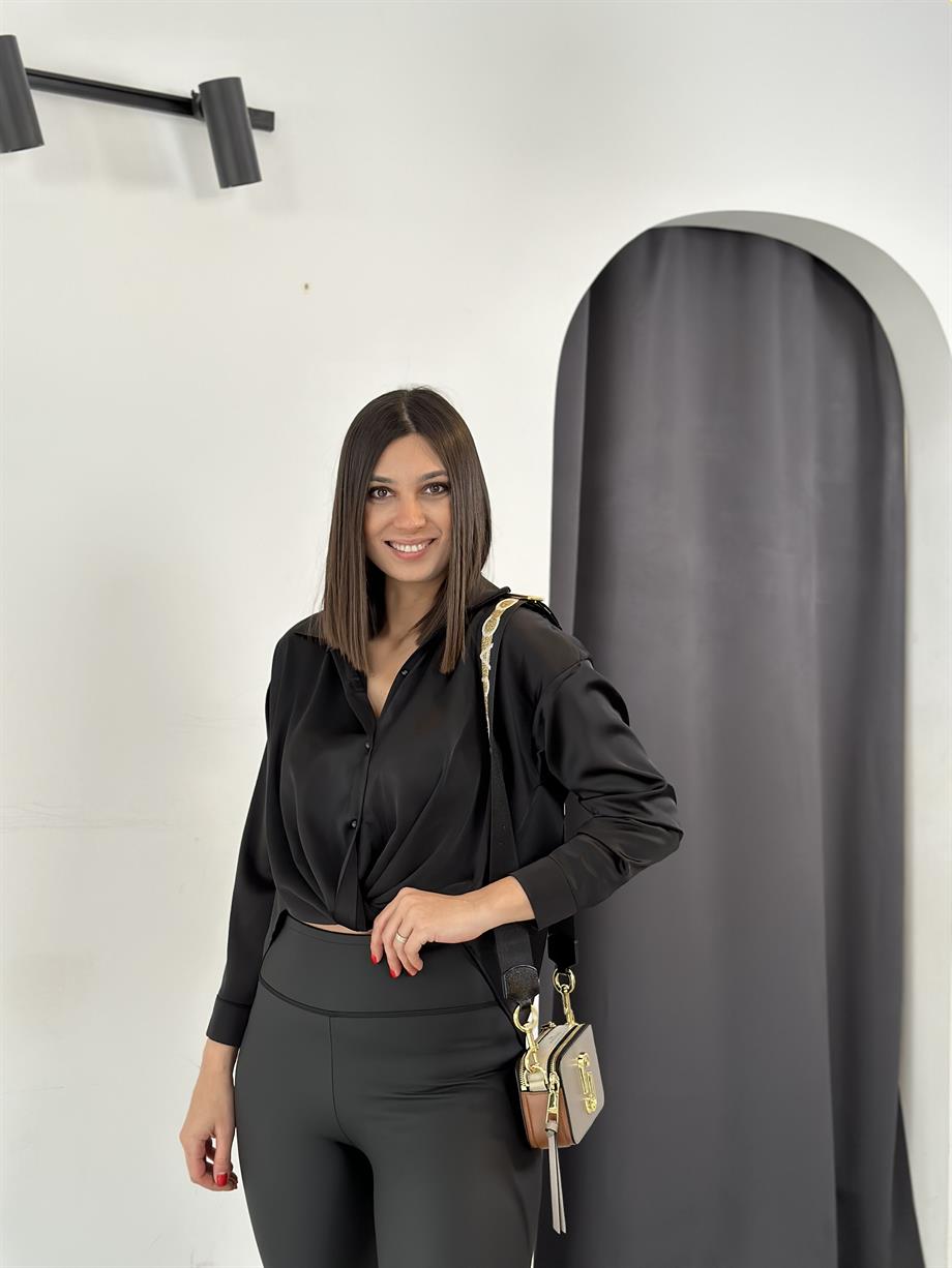 YOURA SİYAH SATEN GÖMLEK