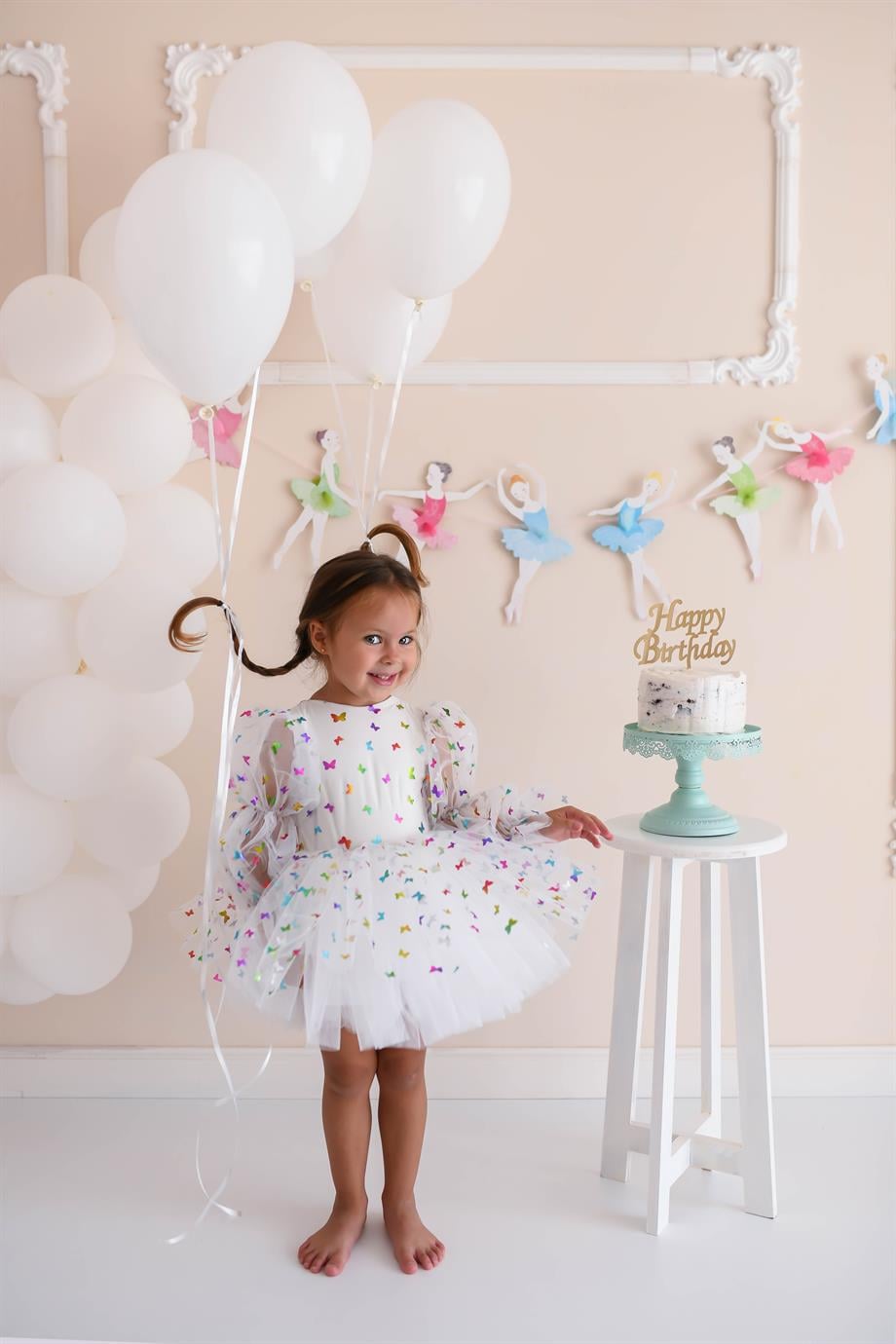 BALLOON SLEEVE BUTTERFLY DRESS