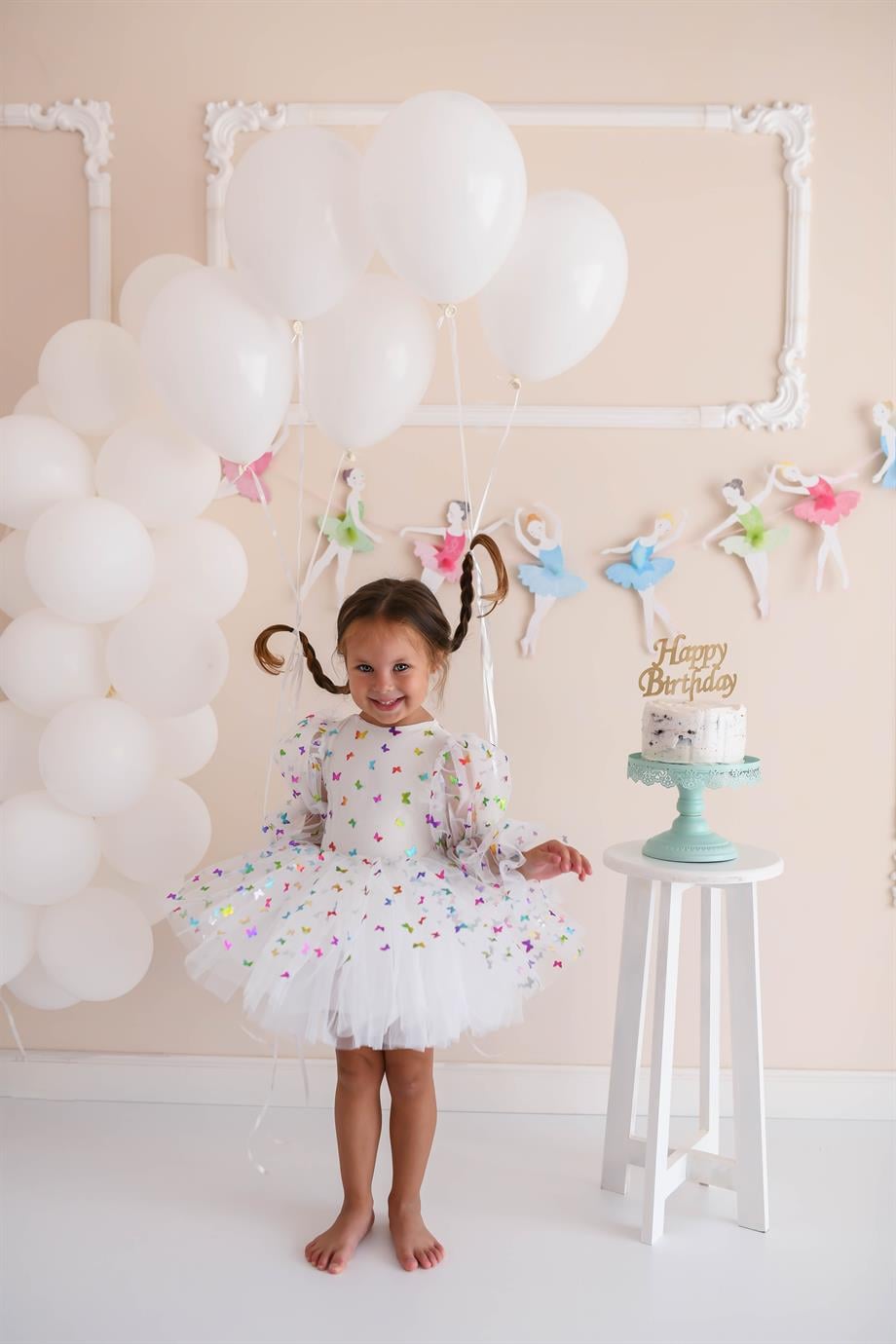 BALLOON SLEEVE BUTTERFLY DRESS
