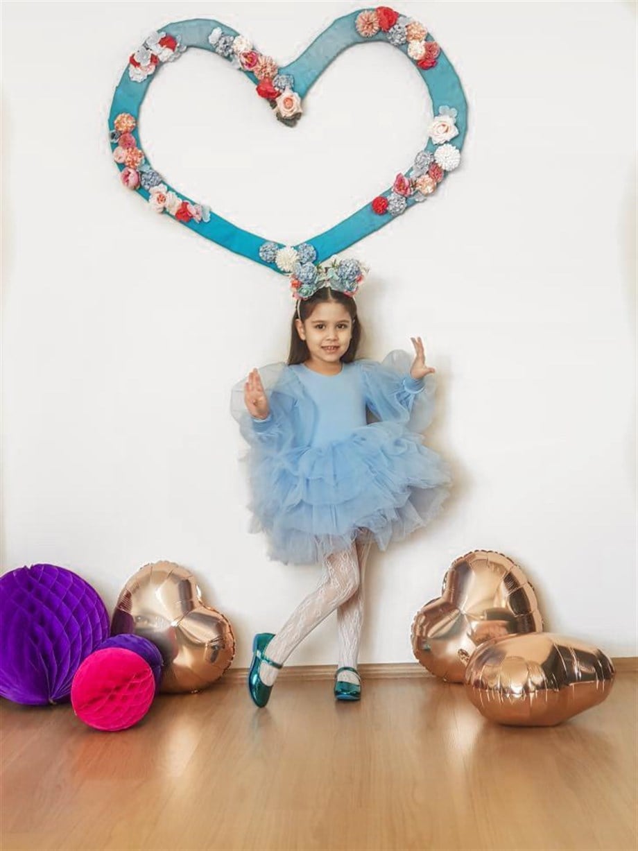 Blue Boho Winter Tutu Dress