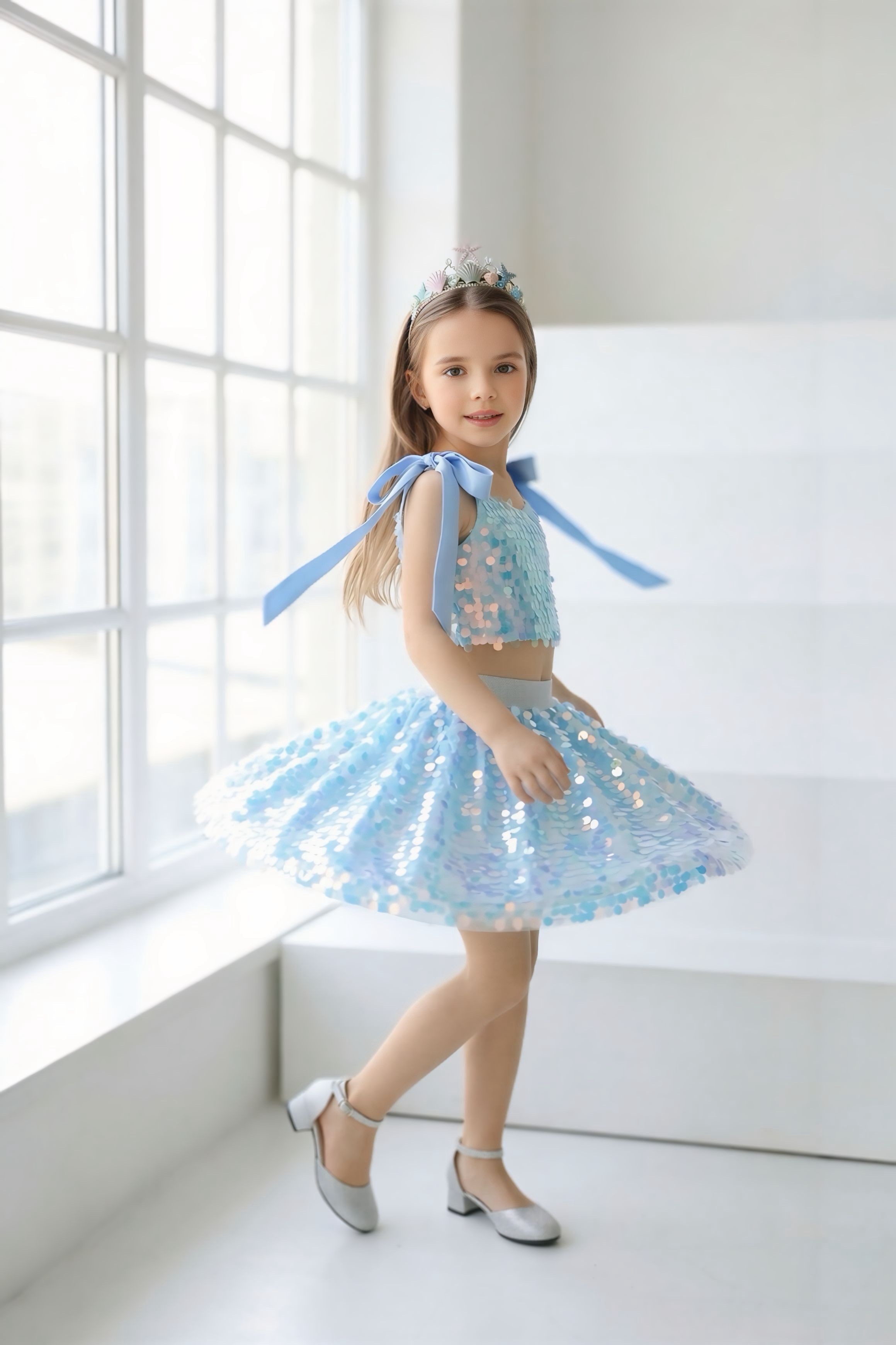 BLUE SIRENE SUMMER CROP AND SKIRT