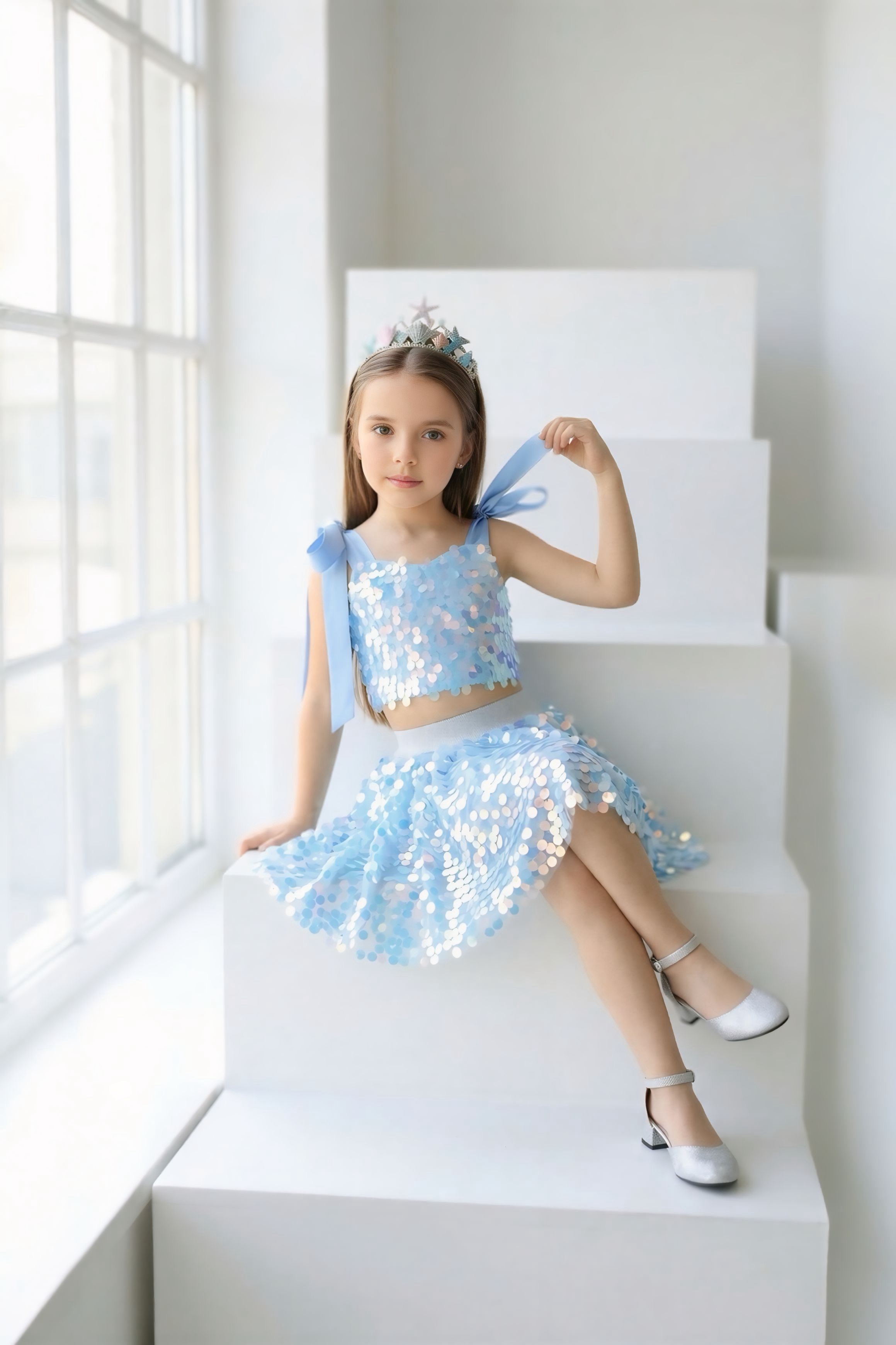 BLUE SIRENE SUMMER CROP AND SKIRT
