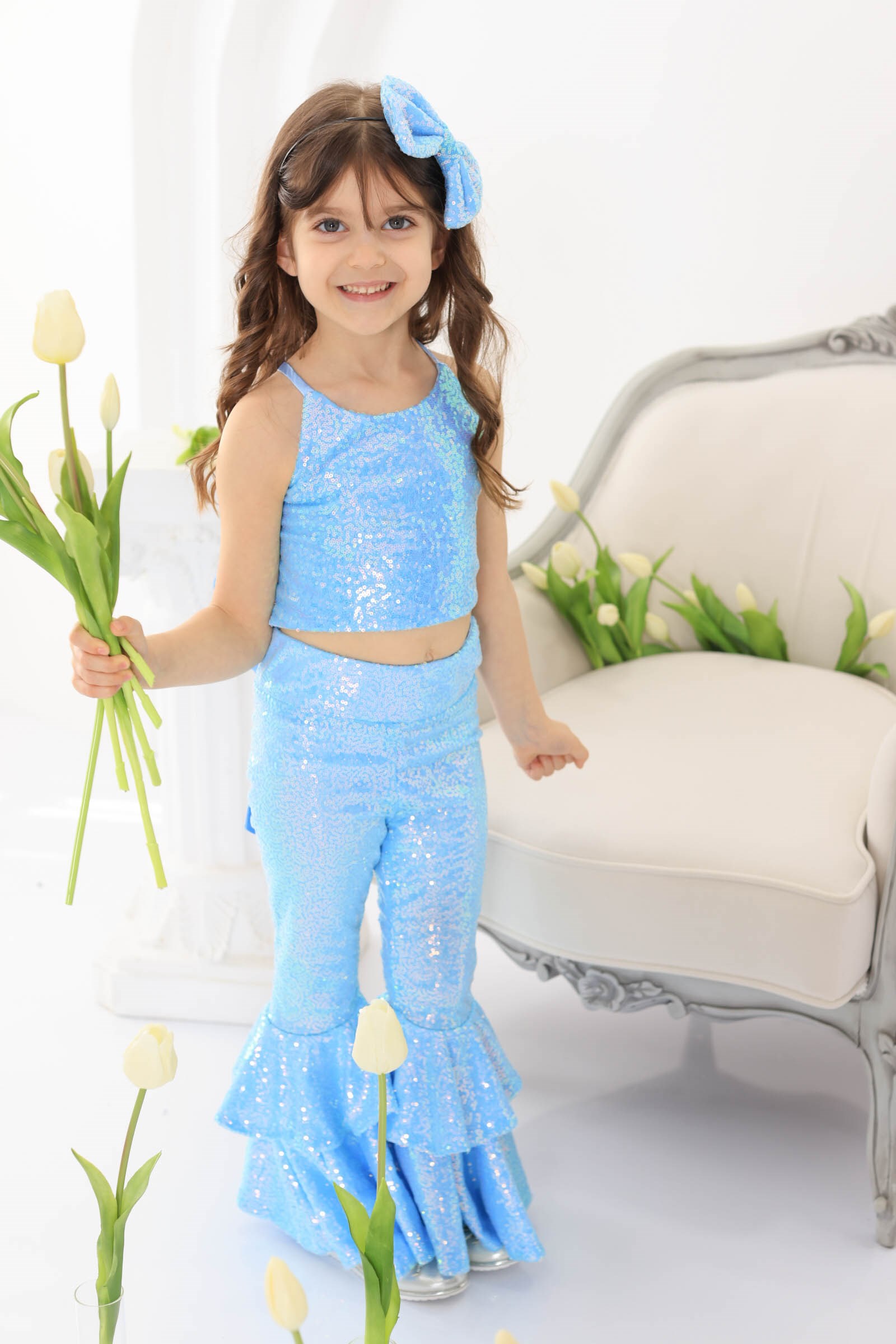 BLUE SPARKLE TIDE CROP AND TROUSER