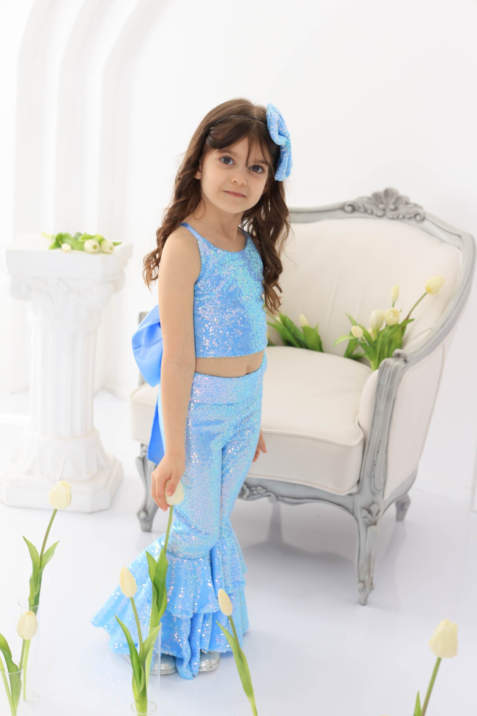 BLUE SPARKLE TIDE CROP AND TROUSER