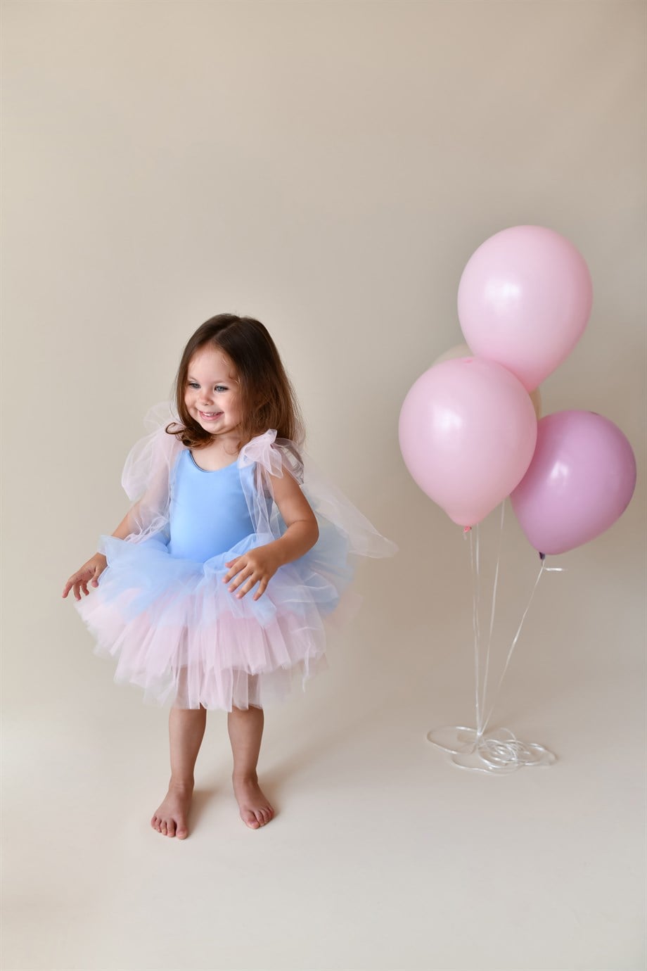 BOW WITH TULLE TUTU DRESS BLUE