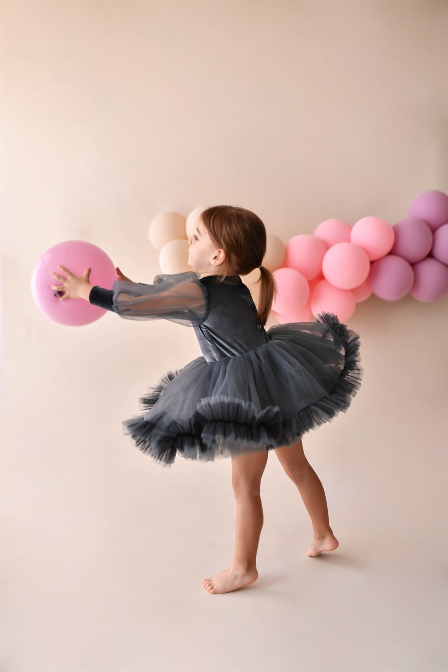 DARK GREY LOLA VELVET TUTU DRESS