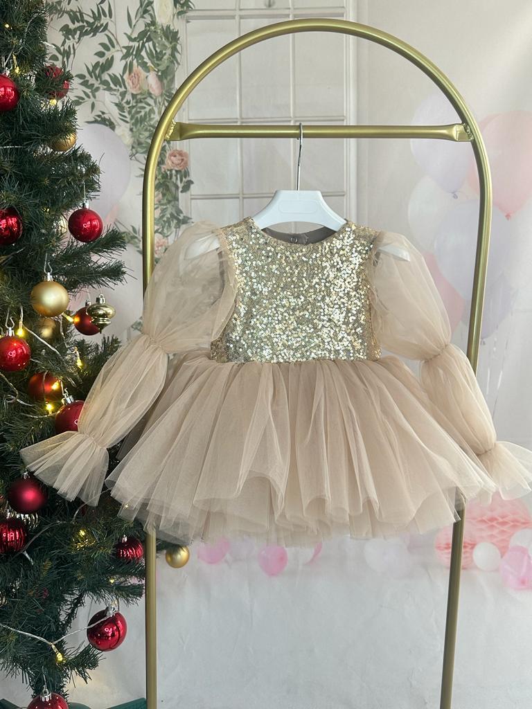 GOLD GLOSSY TUTU DRESS