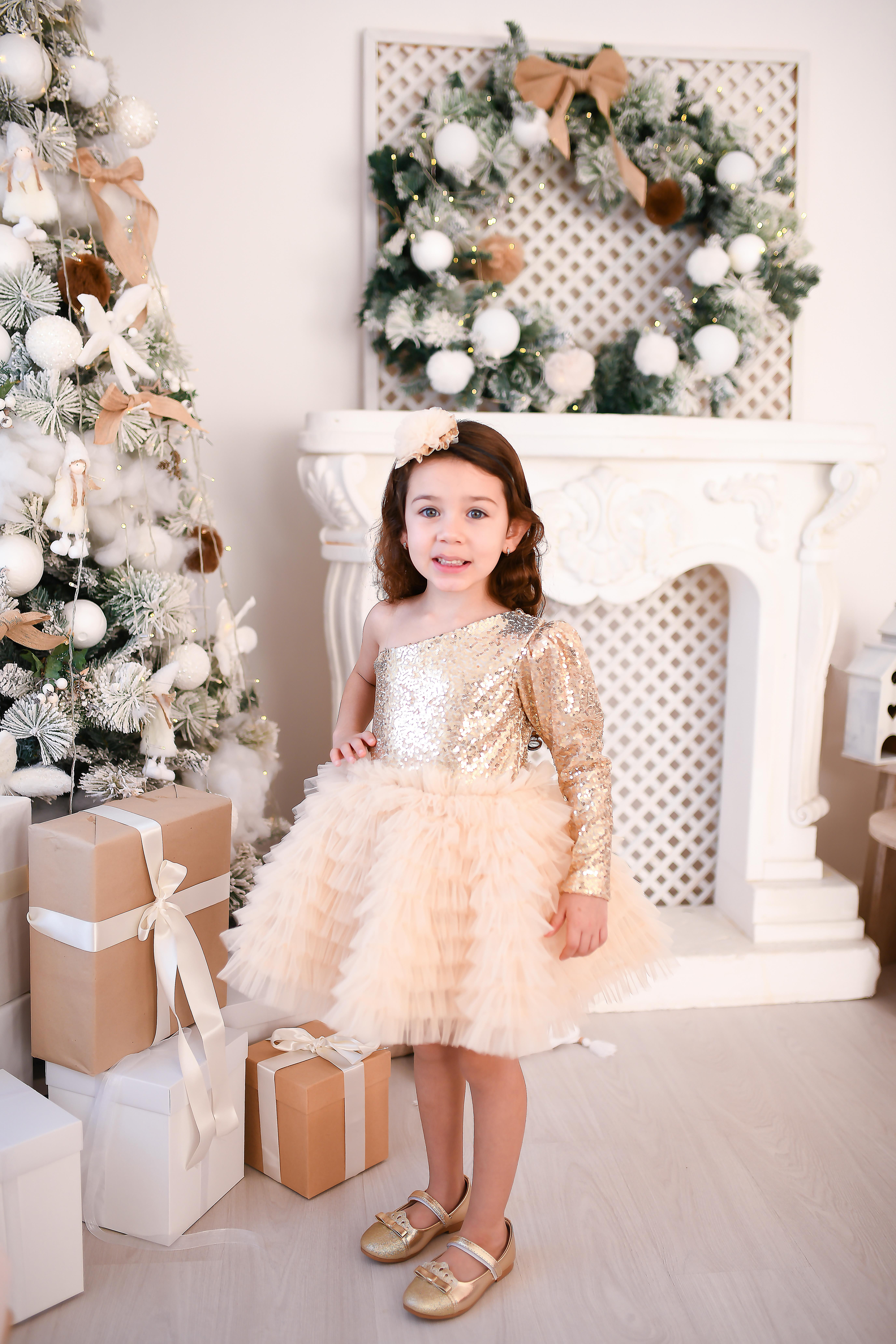 GOLD ONE SHOULDER MANDY TUTU DRESS