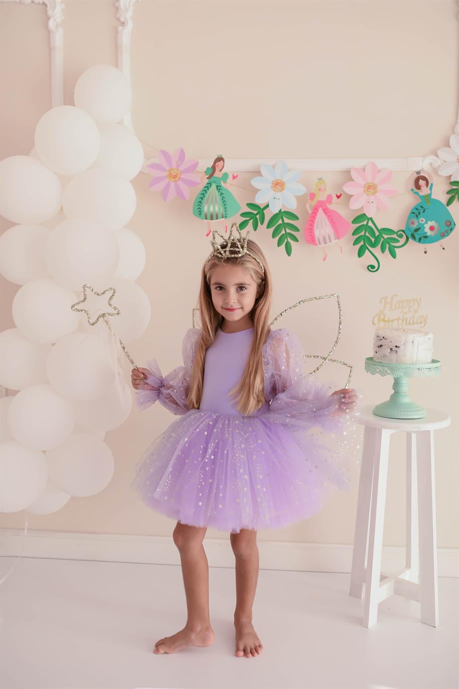 LILAC BALLOON SLEEVE MAGICAL DRESS