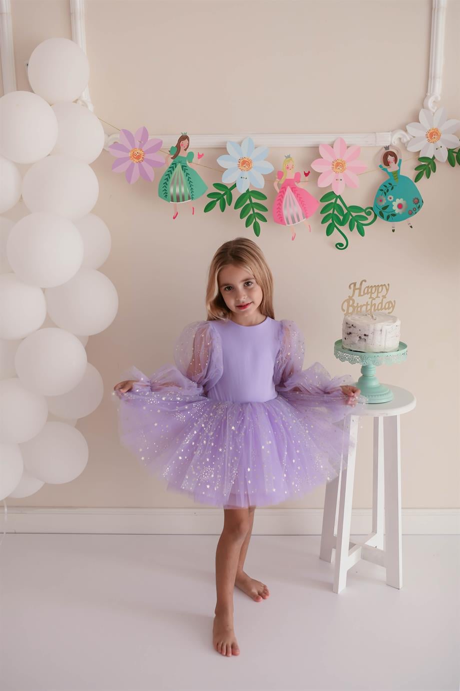 LILAC BALLOON SLEEVE MAGICAL DRESS