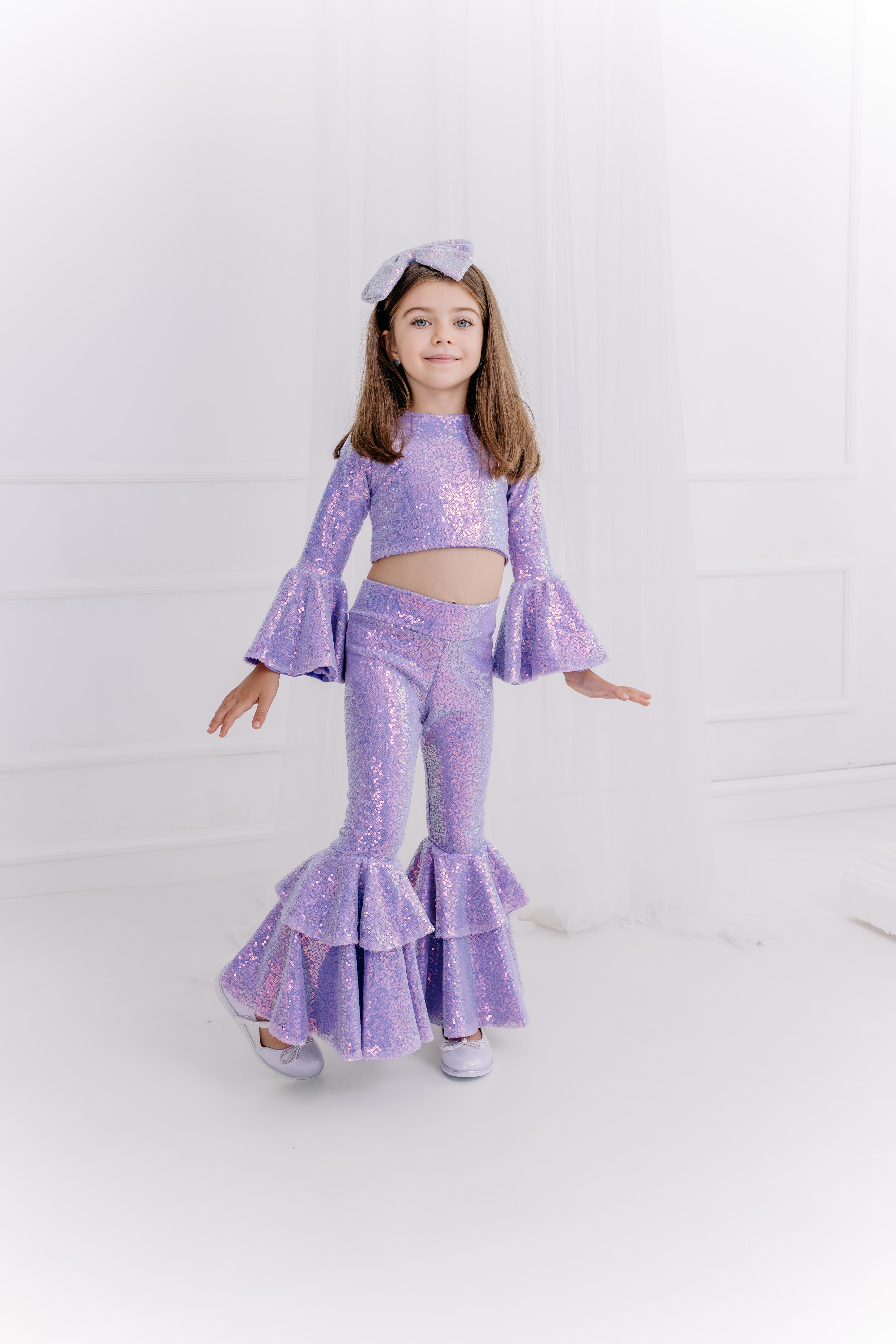 LILAC FRILL TROUSER&CROP 