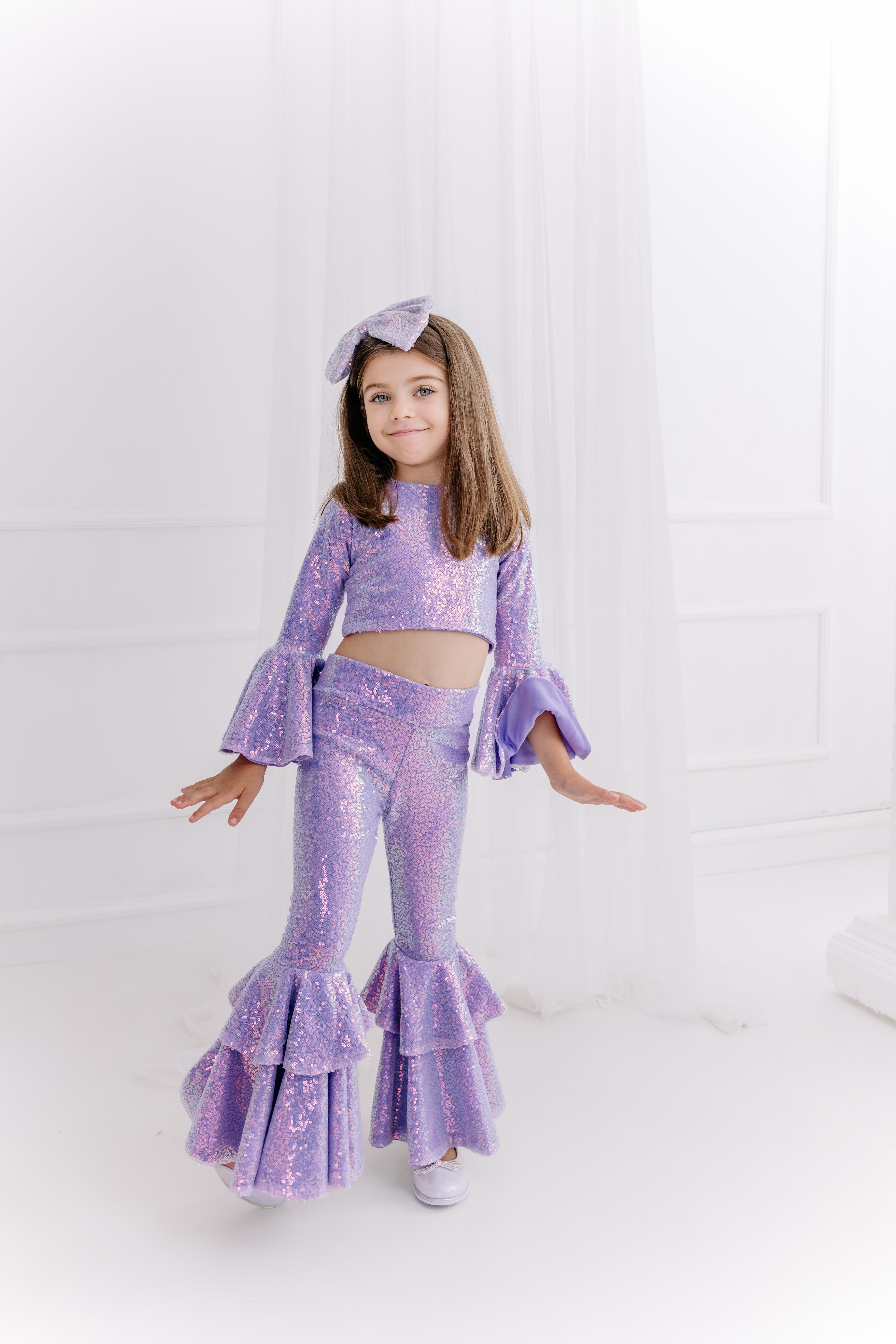 LILAC FRILL TROUSER&CROP 