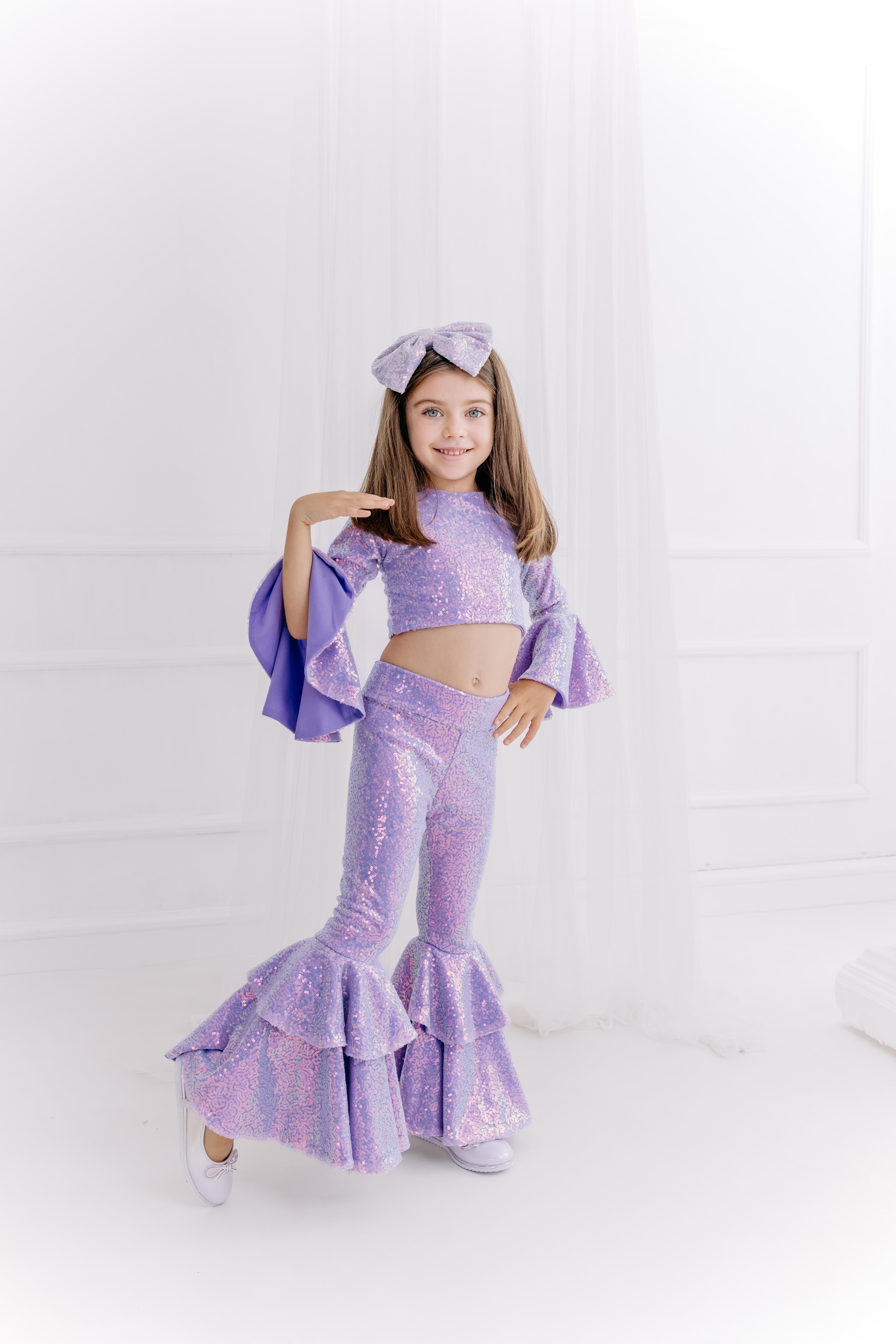 LILAC FRILL TROUSER&CROP 