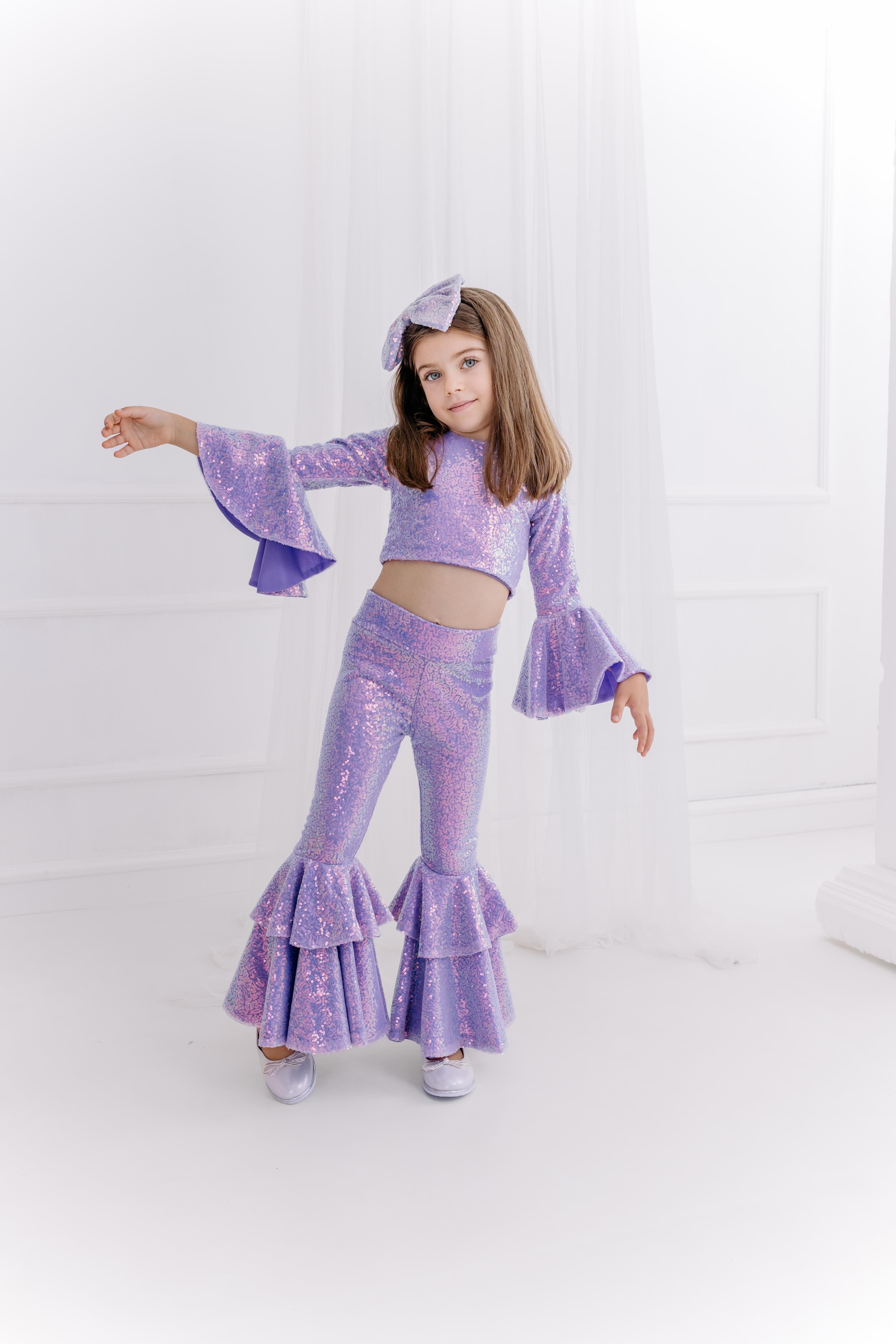 LILAC FRILL TROUSER&CROP 