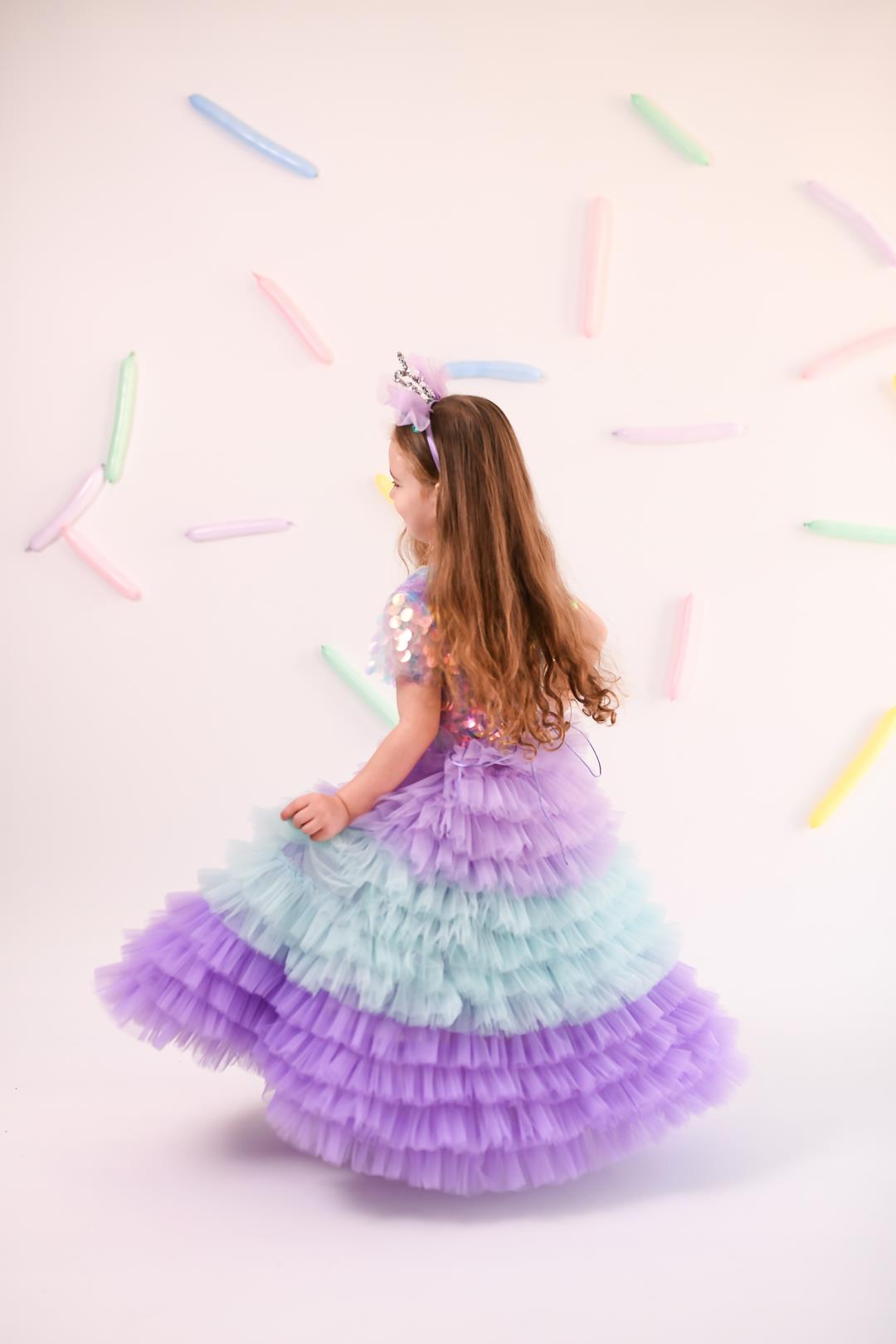 MERMAID LONG SKIRT& LILAC SQUAMA OVERSIZE CROP