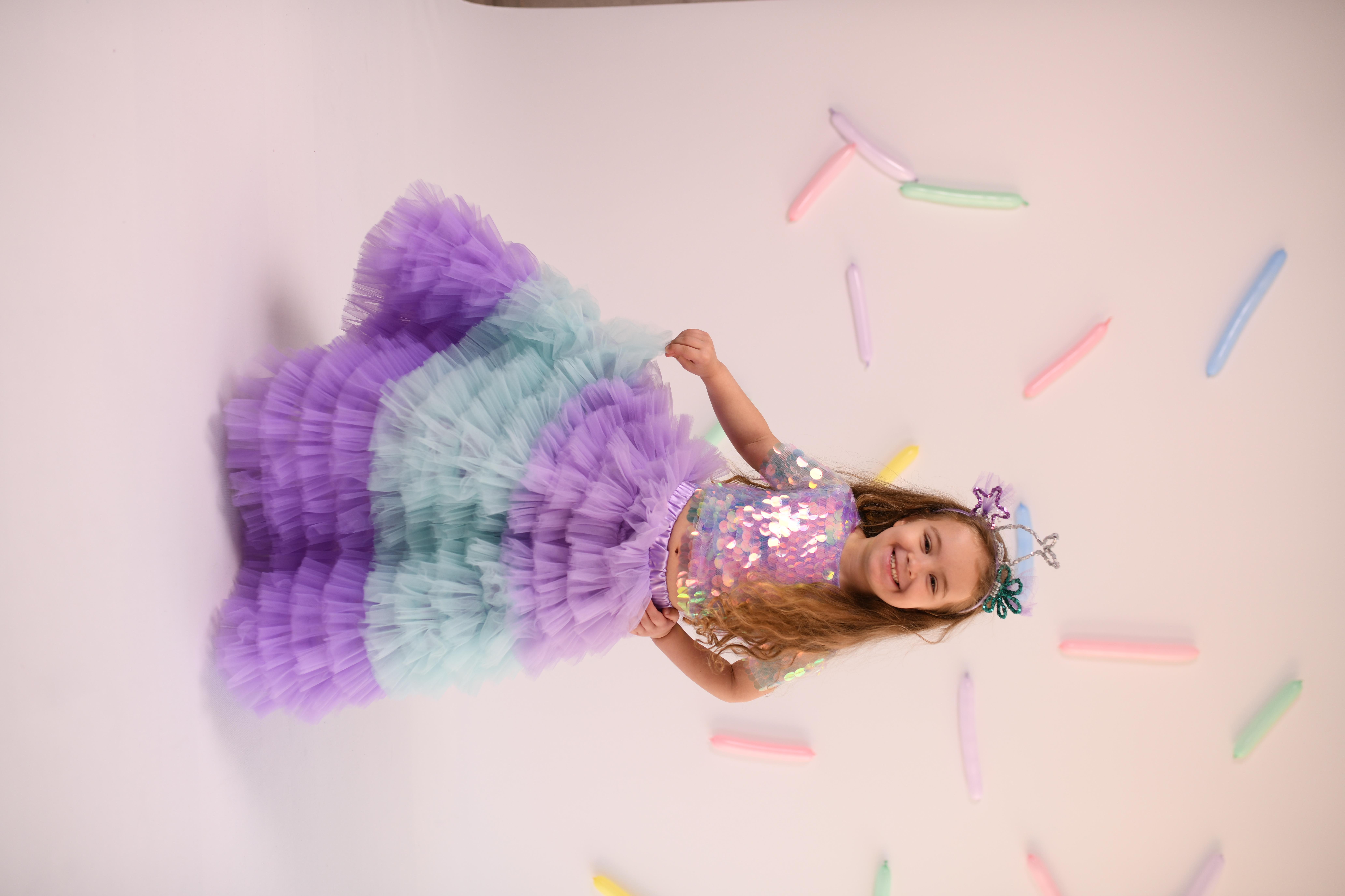 MERMAID LONG SKIRT& LILAC SQUAMA OVERSIZE CROP