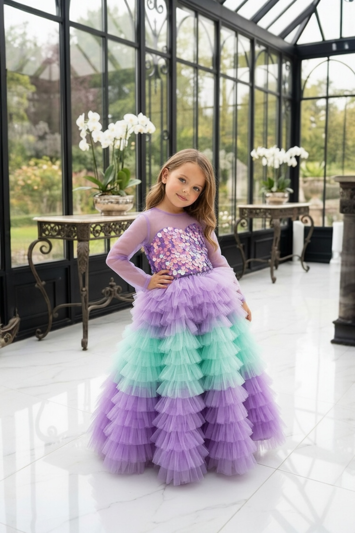 MERMAID LONG SKIRT&LILAC TULLE CROP