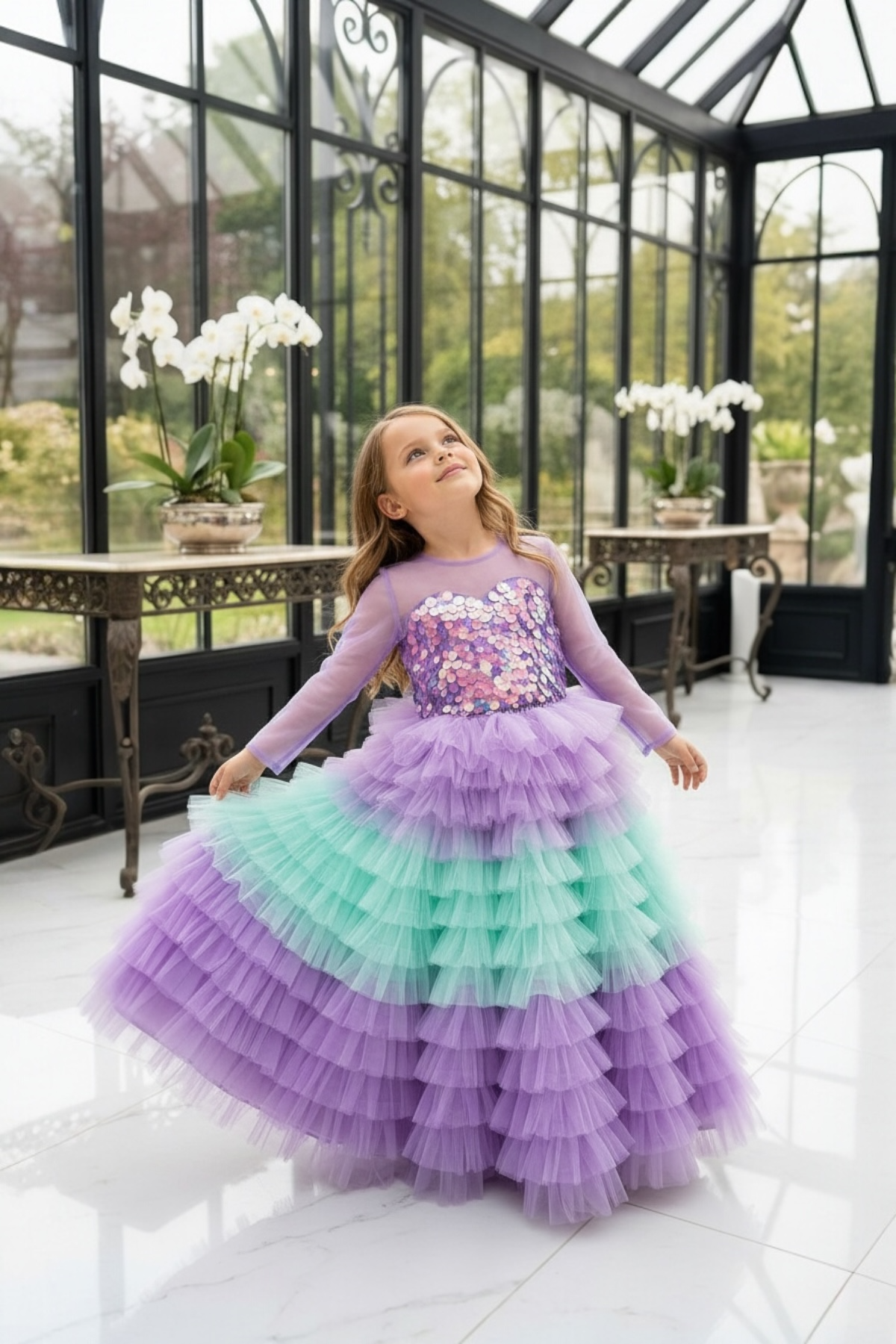 MERMAID LONG SKIRT&LILAC TULLE CROP