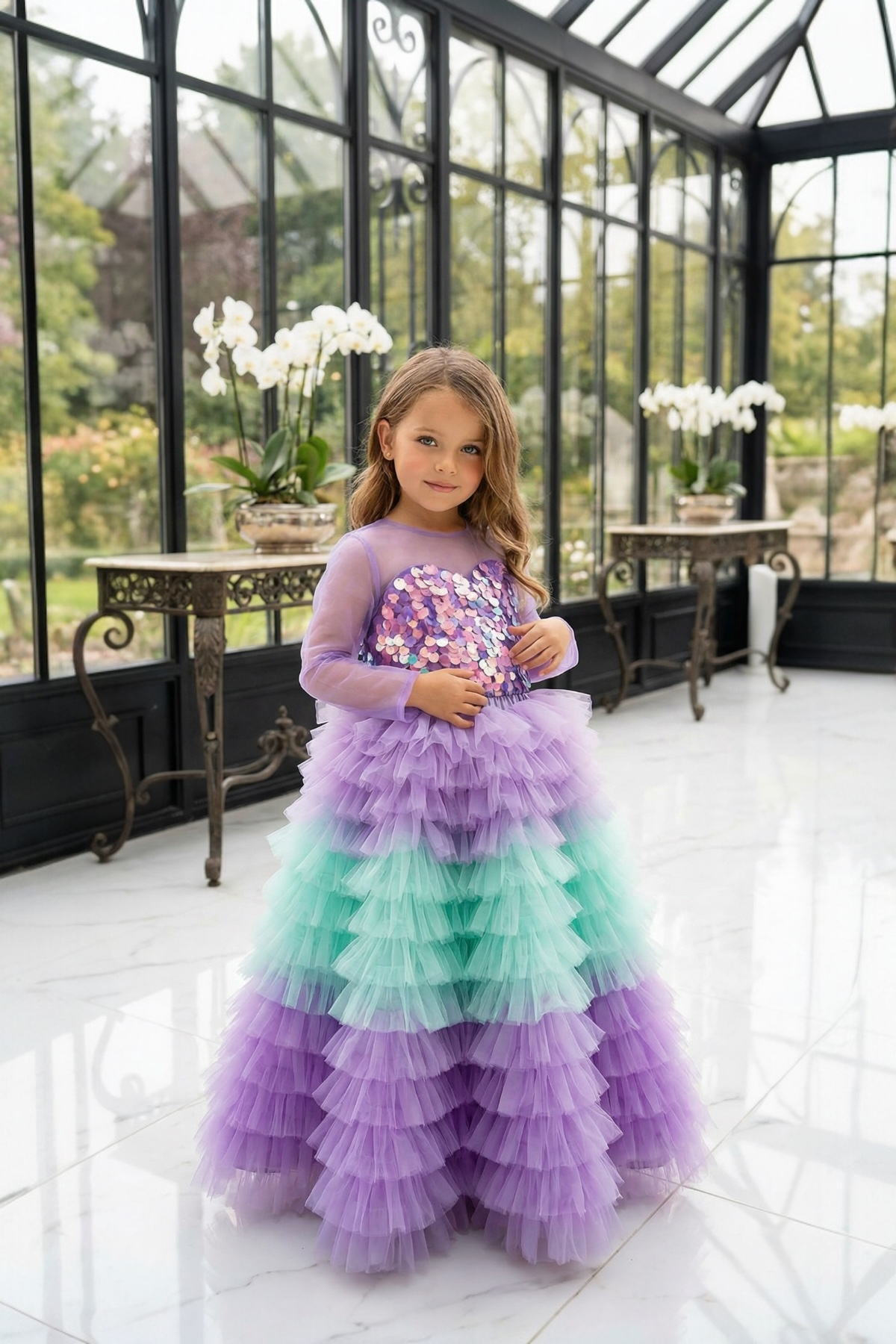 MERMAID LONG SKIRT&LILAC TULLE CROP