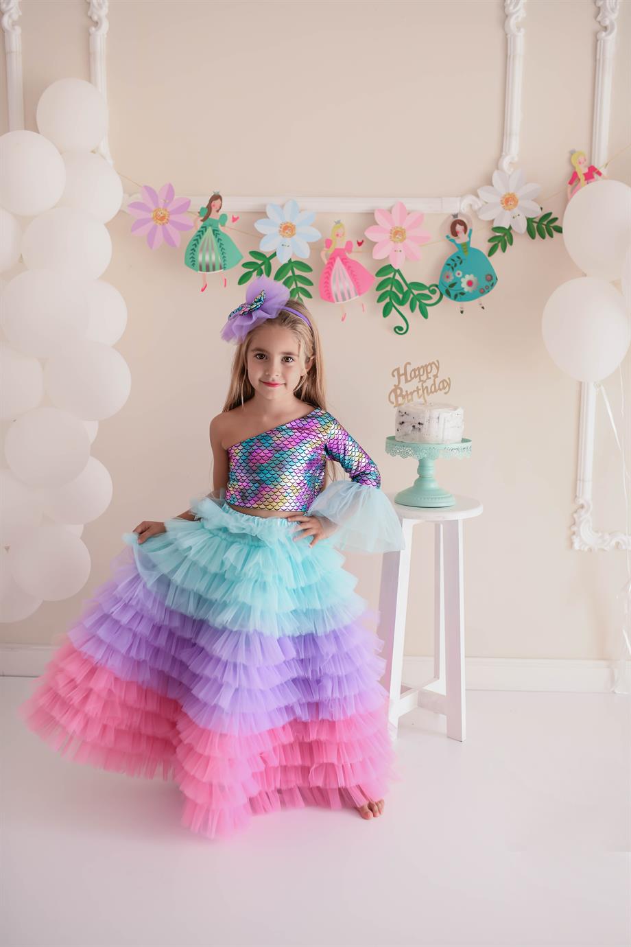 NEW COLOR MERMAID LONG TUTU SKIRT (TEK ETEK)