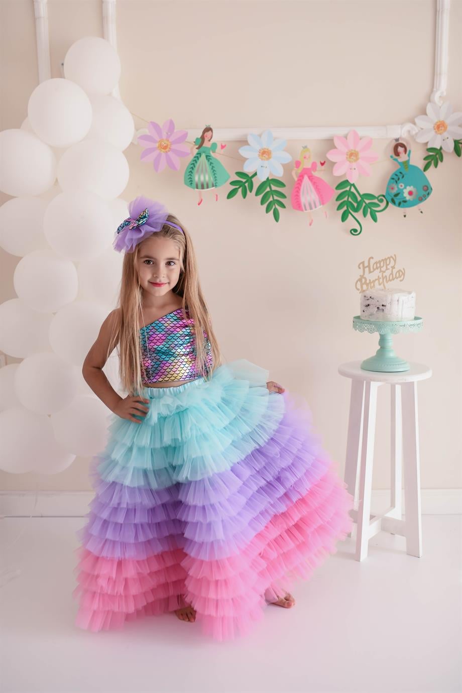 NEW COLOR MERMAID LONG TUTU SKIRT (TEK ETEK)