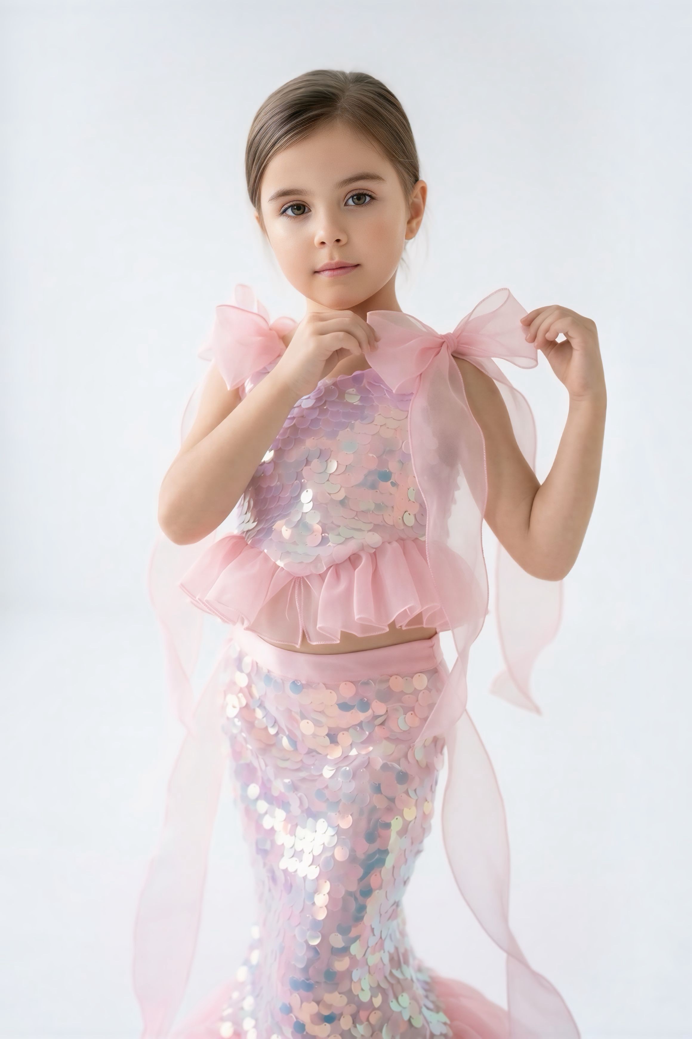 PINK ARIEL MERMAID SKIRT AND CROP