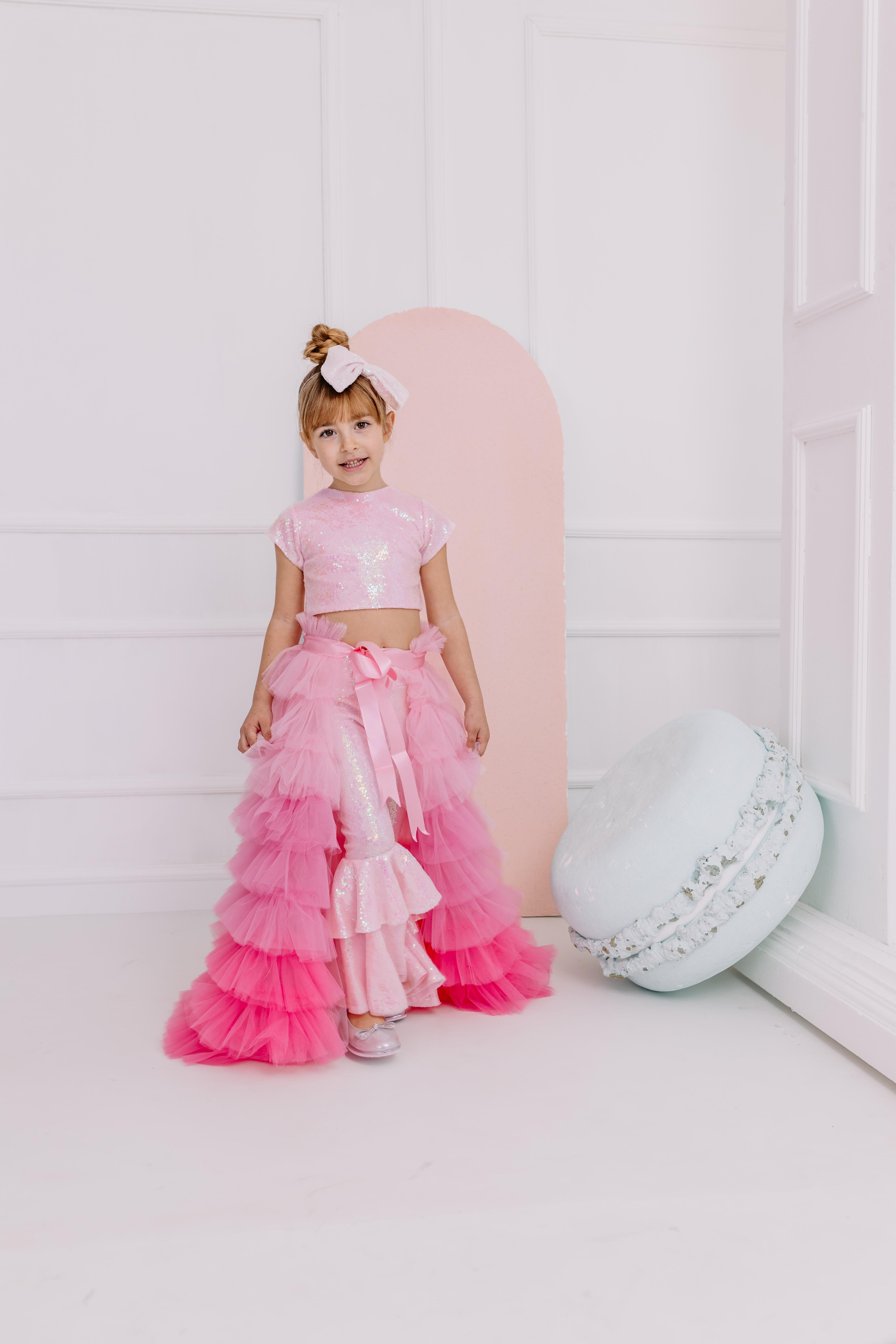 PINK FRİLL TROUSERS OUTFIT (TAM TAKIM)