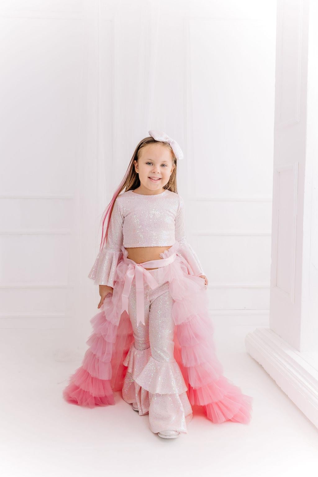 PINK FRILL WINTER TROUSER OUTFIT (TAM SET)