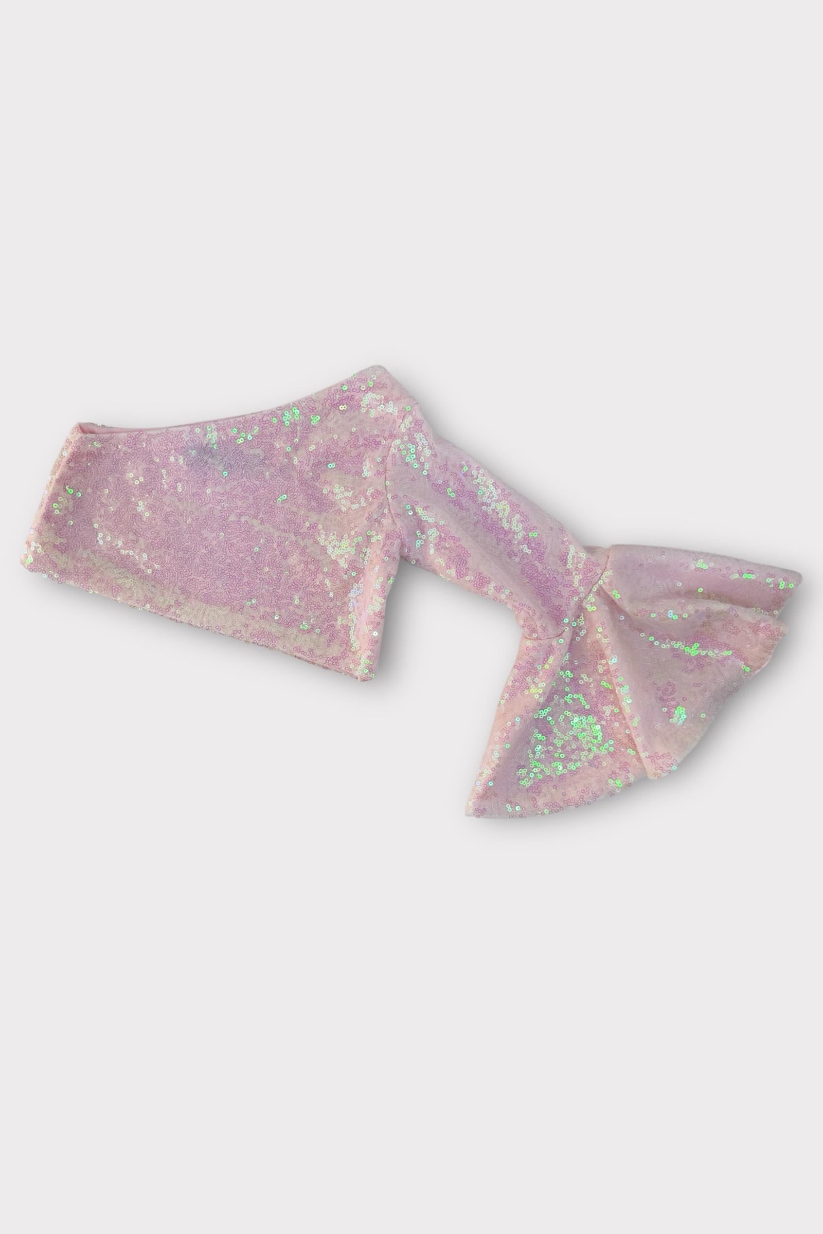 PINK HOLOGRAM ONE SHOULDER CROP