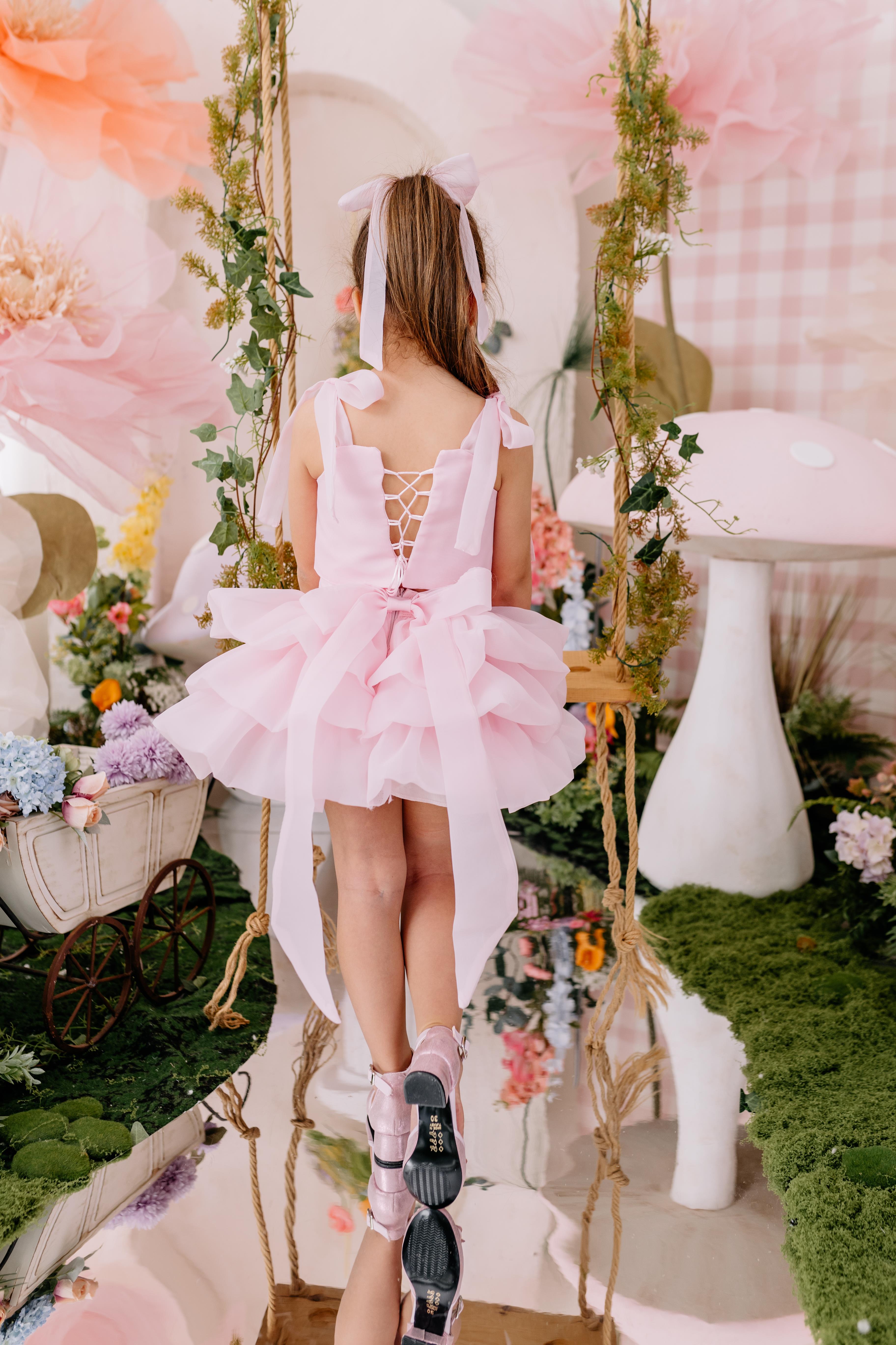 PINK RIBBON CROP AND BALLOON SKIRT