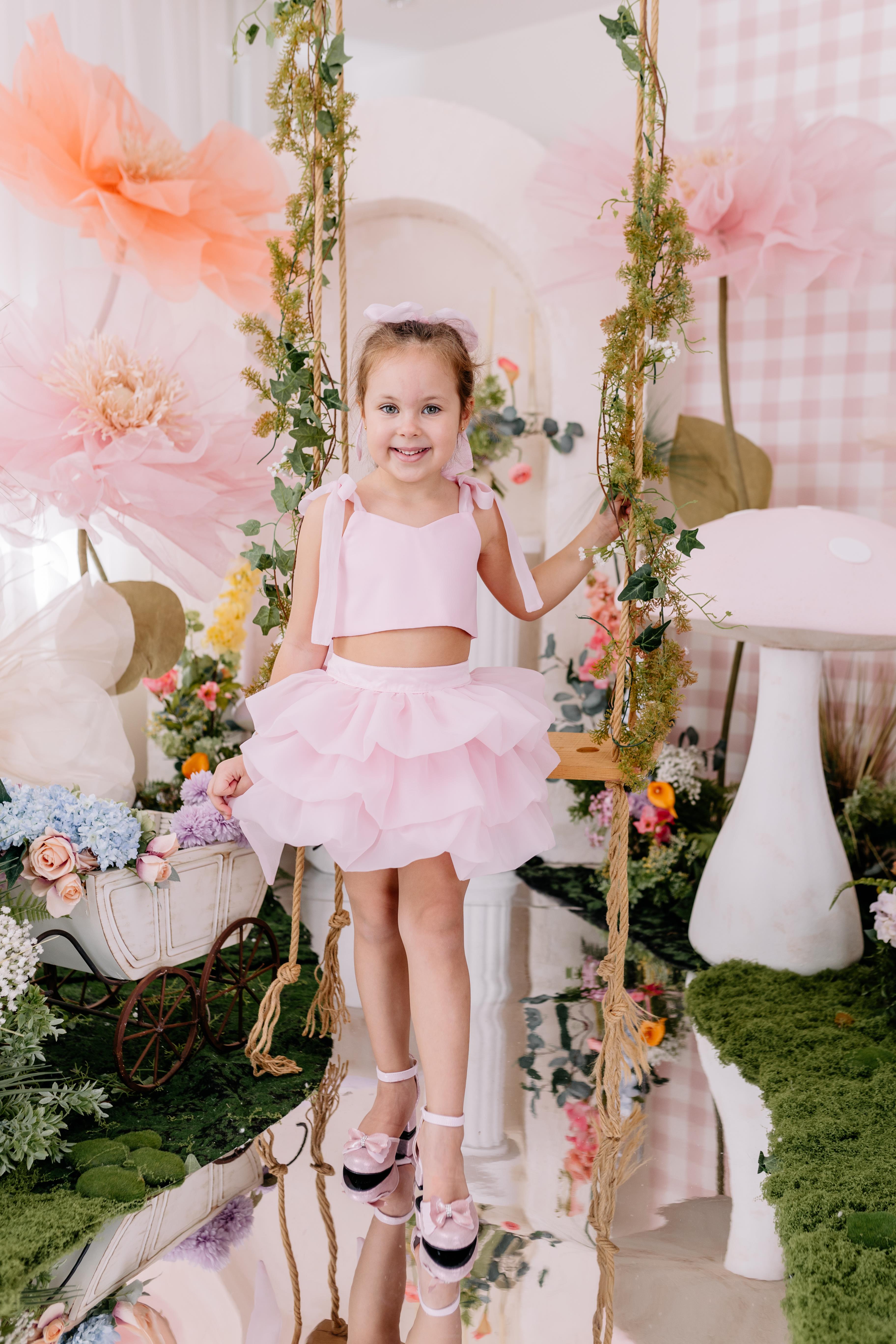 PINK RIBBON CROP AND BALLOON SKIRT