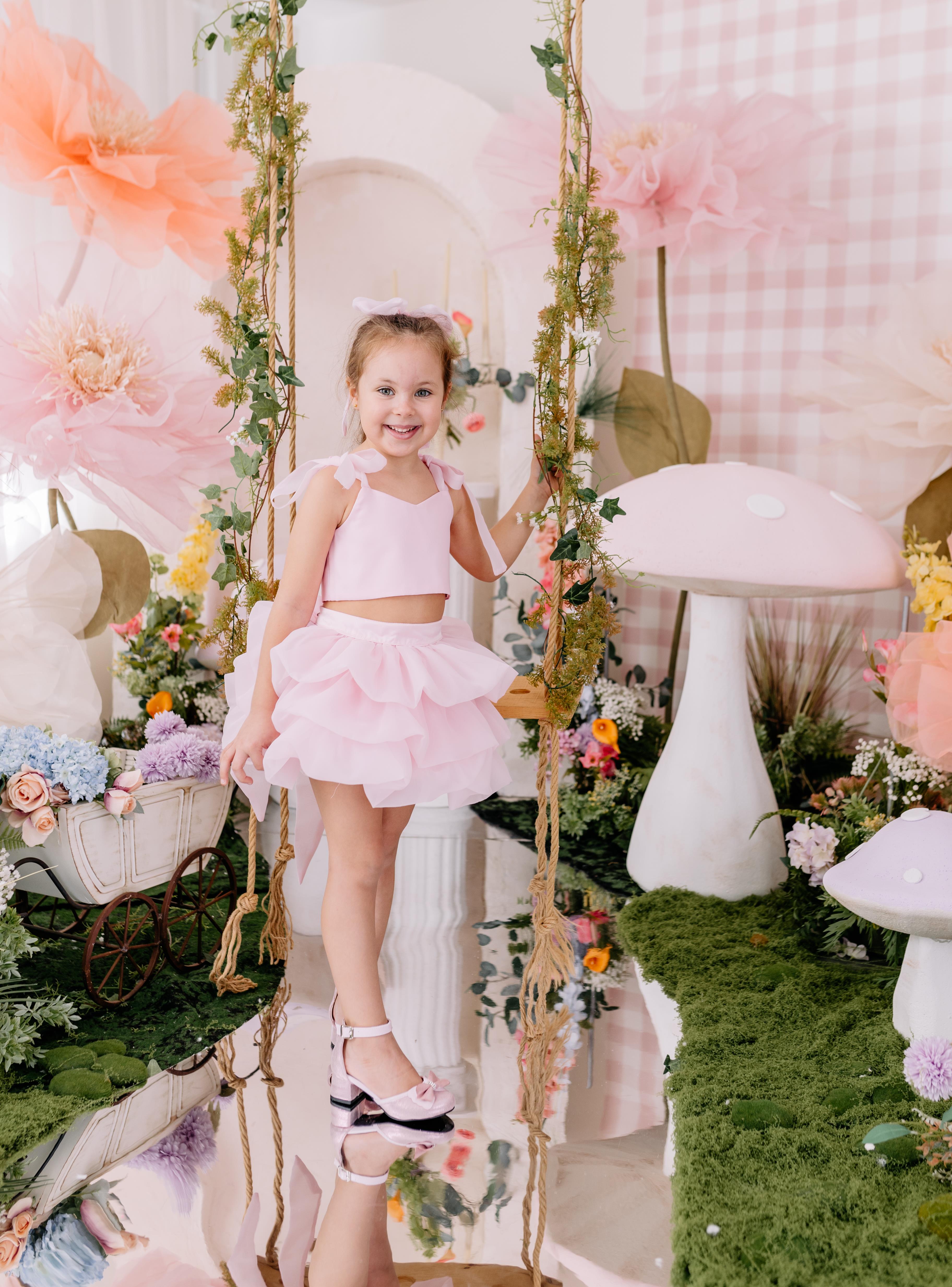 PINK RIBBON CROP AND BALLOON SKIRT