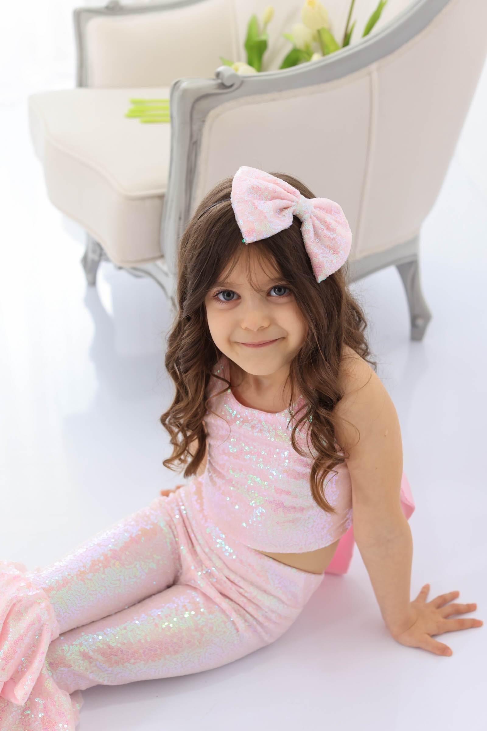 PINK SPARKLE TIDE FANTASY CROP AND TROUSER 