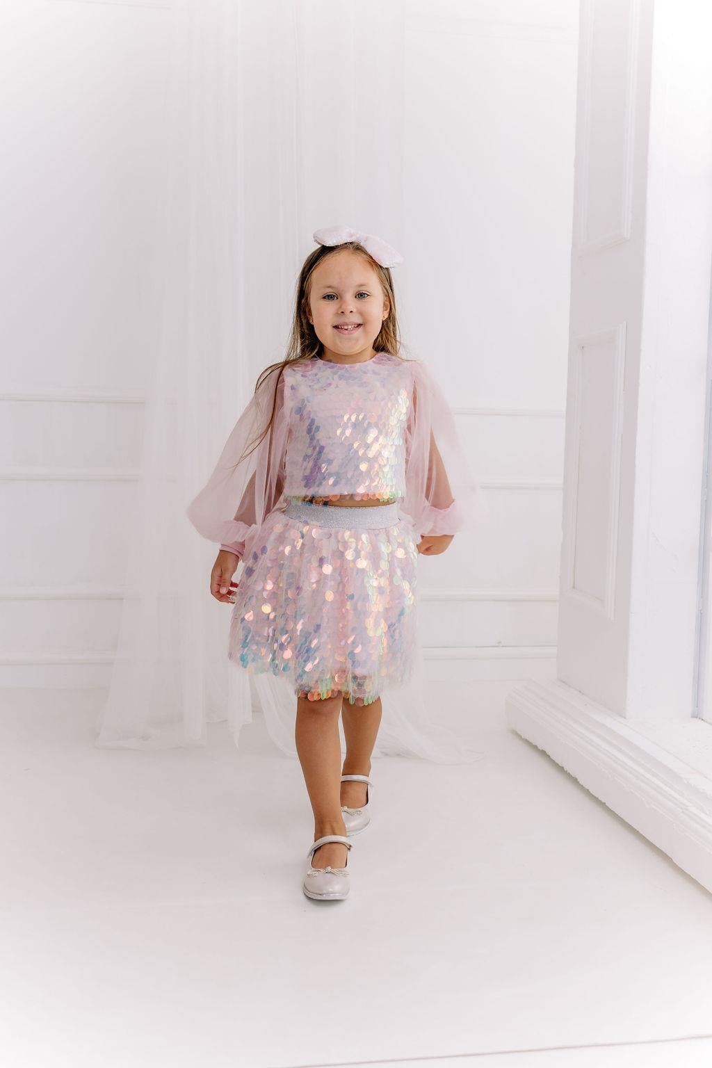 PINK SQUAMA BOHO CROP AND SKIRT