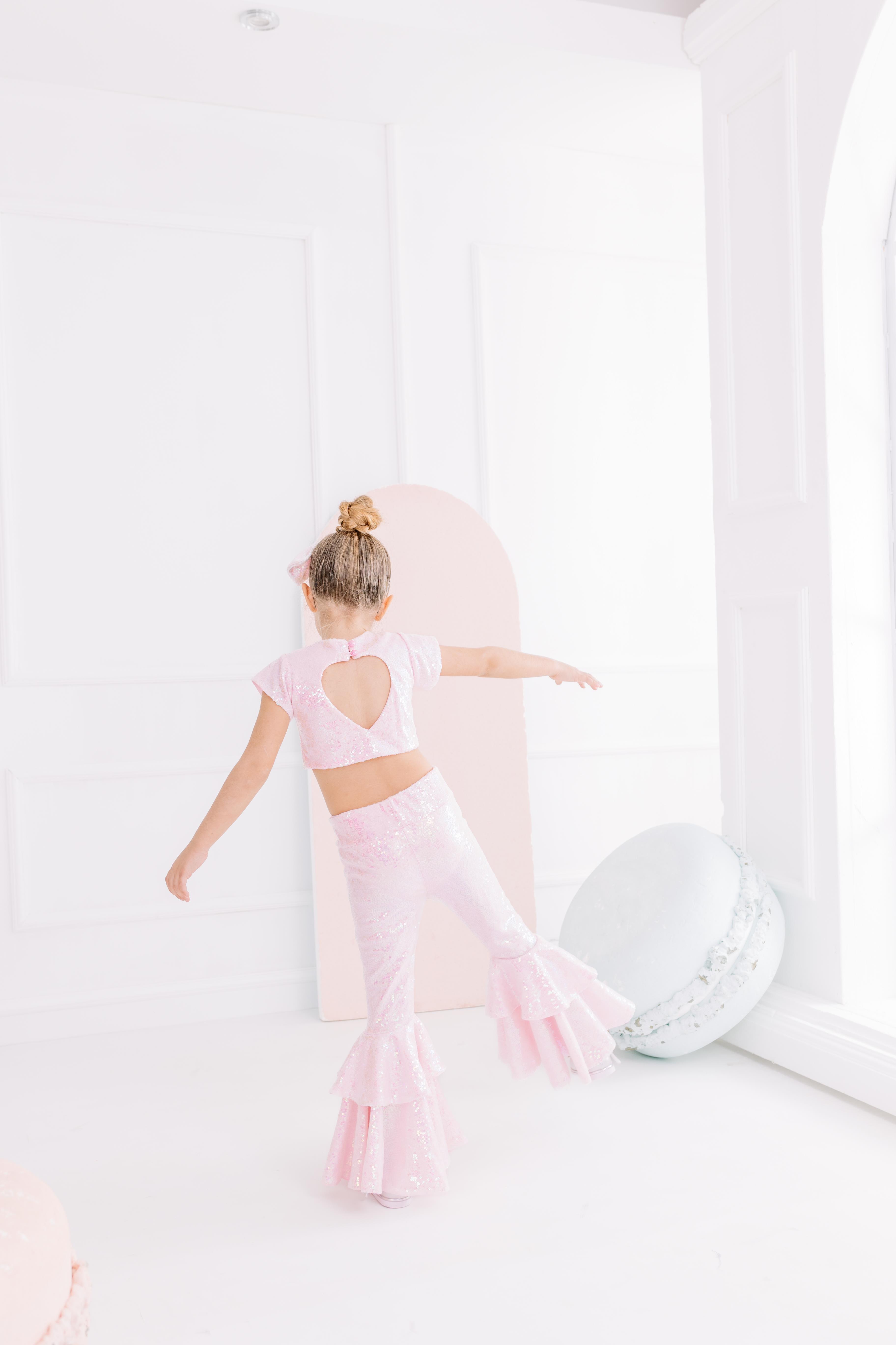 PINK TROUSERS AND HEART CROP TOP