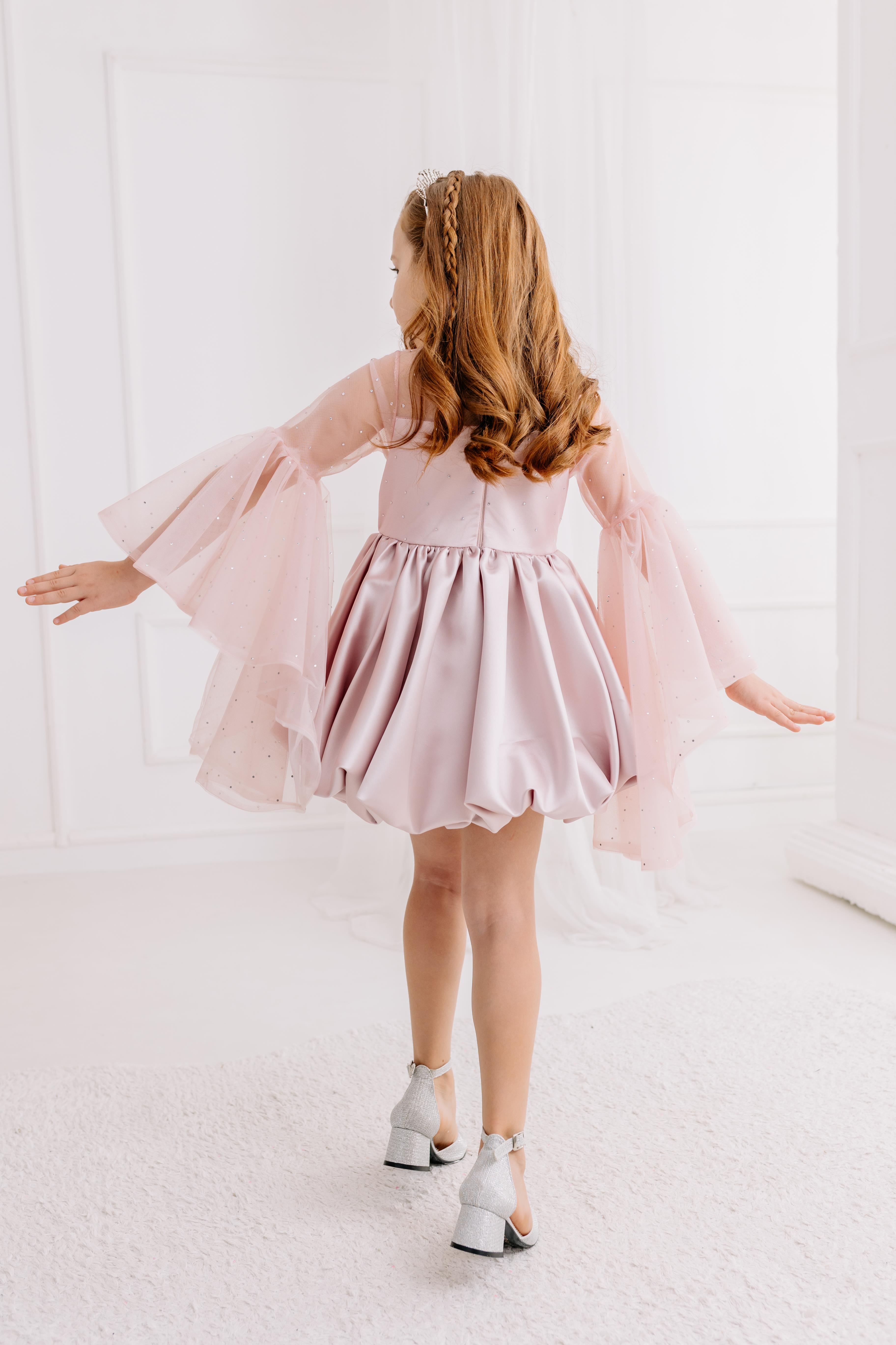 POWDER SATIN BALLOON DRESS